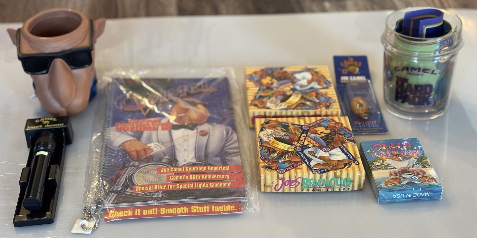 Camel Cigarette Advertising Lot Coasters Flashlight Koozie Catalog Playing Cards