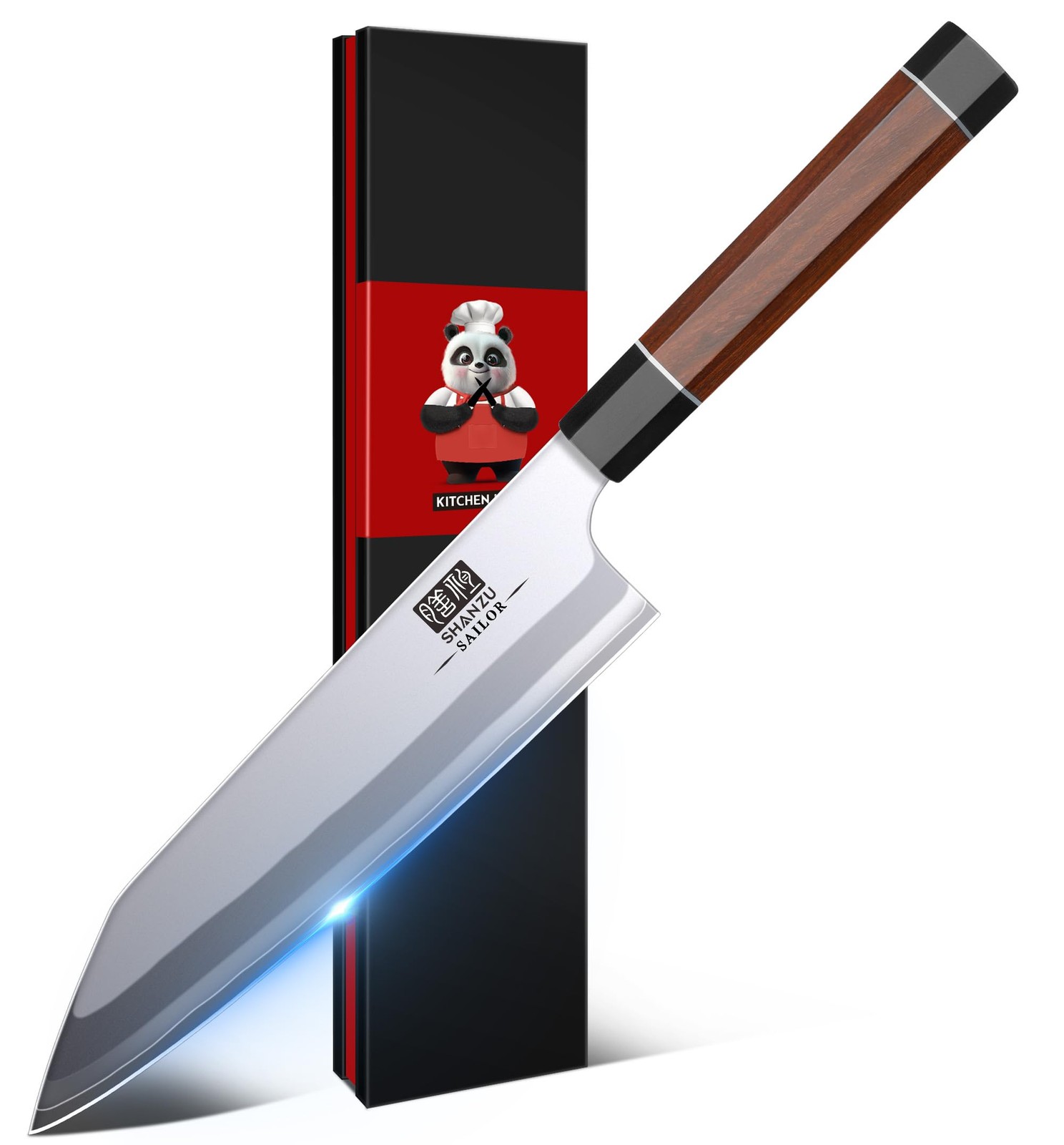 SHAN ZU 8 Inch Japanese Chef Knife, 9 Layers 10Cr15MoV High Carbon Steel Prof...