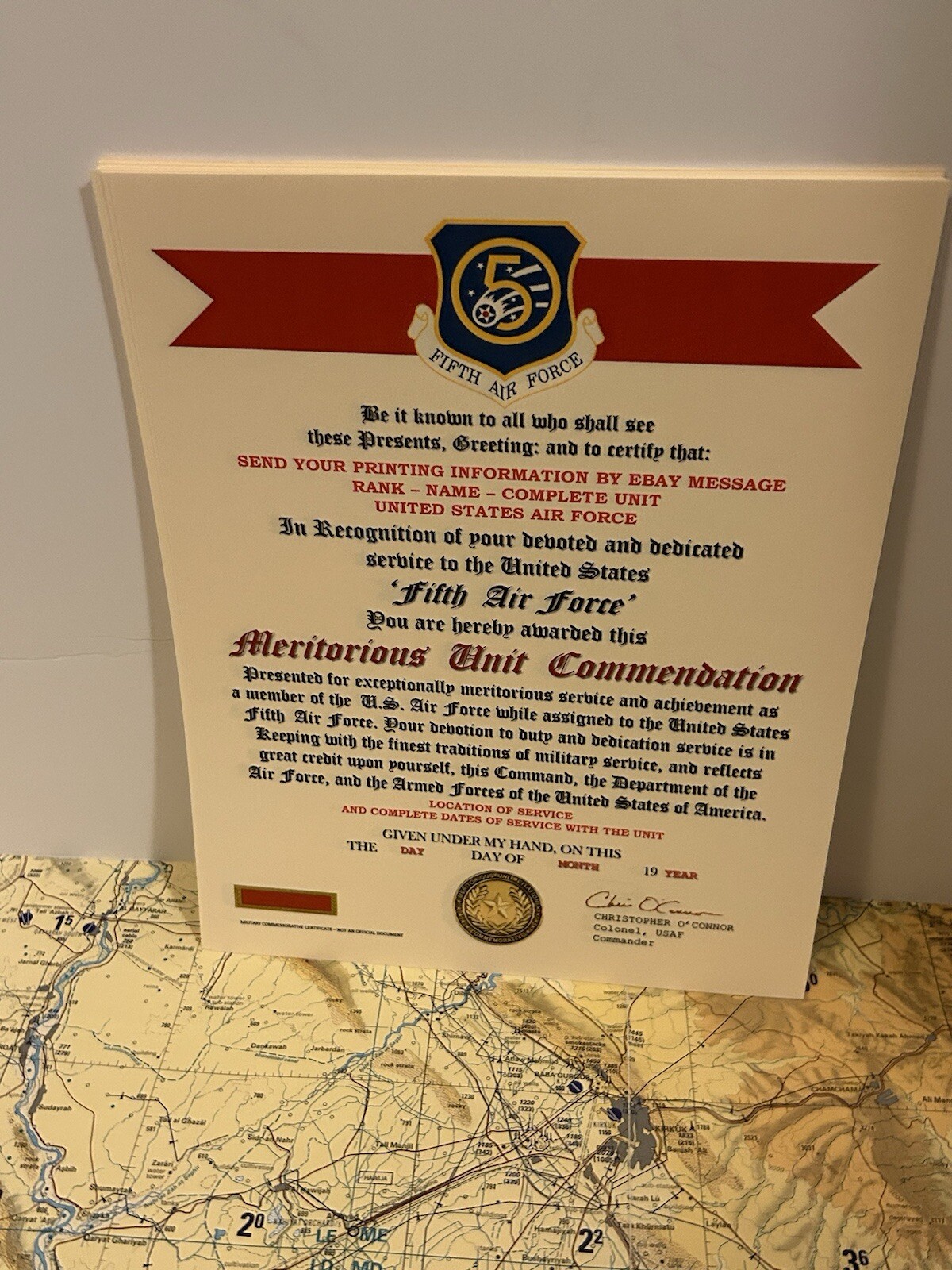 U.S. AIR FORCE / 5TH AIR FORCE - MERITORIOUS UNIT COMMENDATION CERTIFICATE