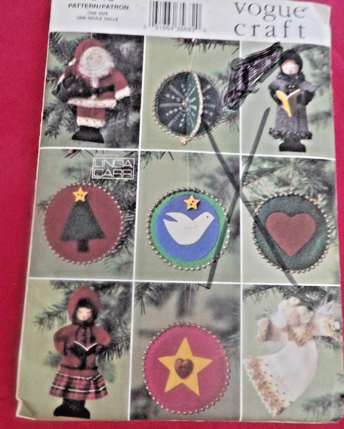 UNCUT CHRISTMAS LINDA CARR DESIGN  ORNAMENTS SEWING PATTERN UNIQUE VOGUE #7649