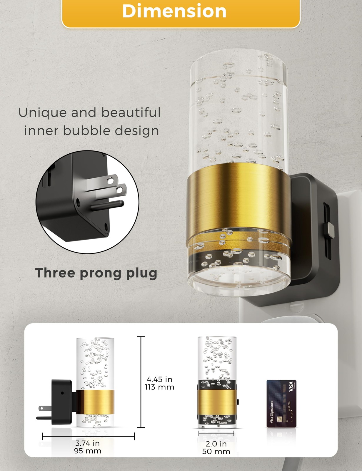 2 Pack Dimmable Night Light Dusk to Dawn Sensor Adjustable Color