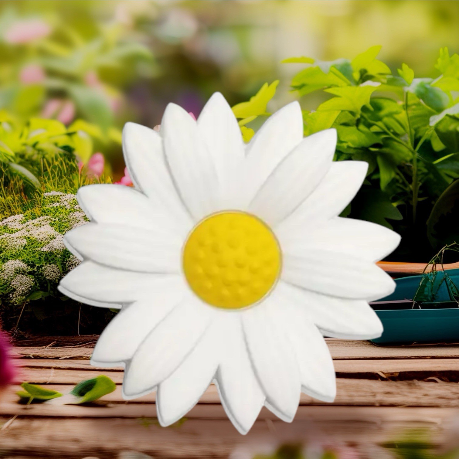 Bogg Bag Charm White Daisy New 3 Inches Yellow Center