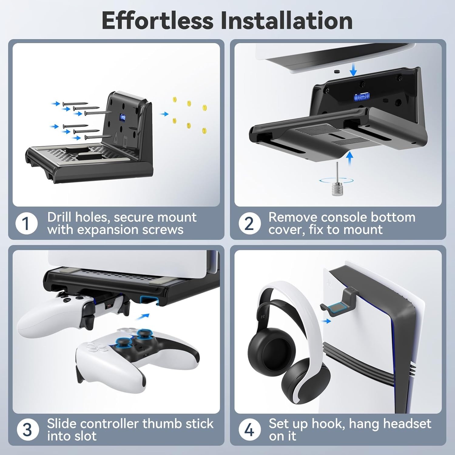 Compact P5 Wall Mount with Dual Controller Holder - Elevate Your Gaming Setup