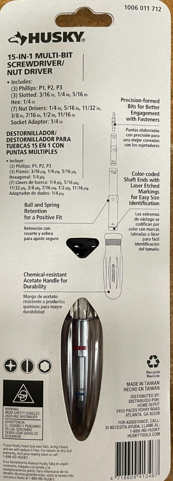 Husky - 132360019 - 15-in-1 Screwdriver/Nut Driver