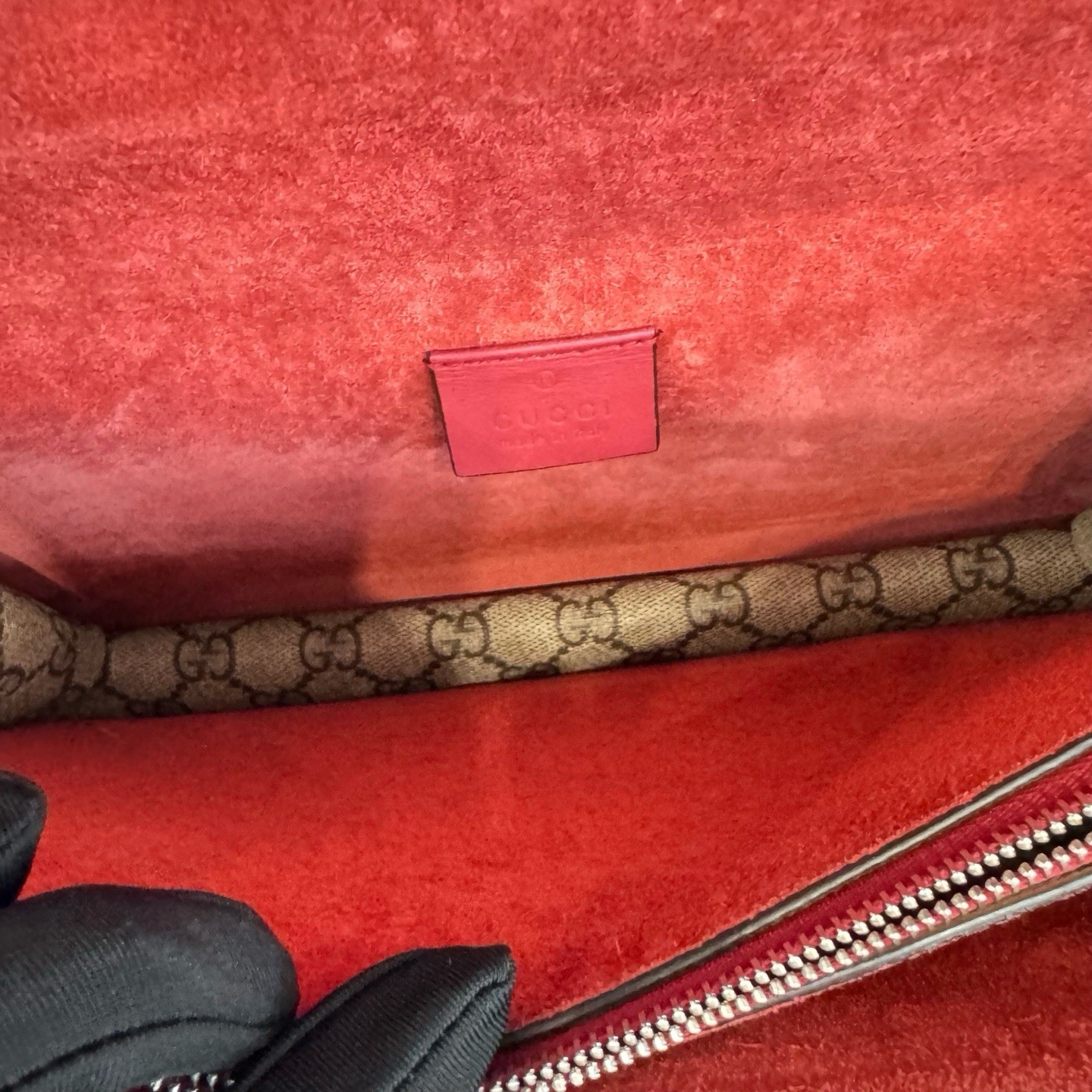 Gucci Dionysus Monogram Red Mini Chain Shoulder Bag