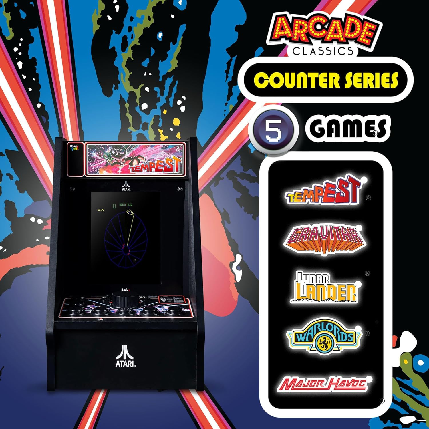 - Atari Tempest Counter Series Game Machine, 5 Games, 8" Liquid Crystal Screen -