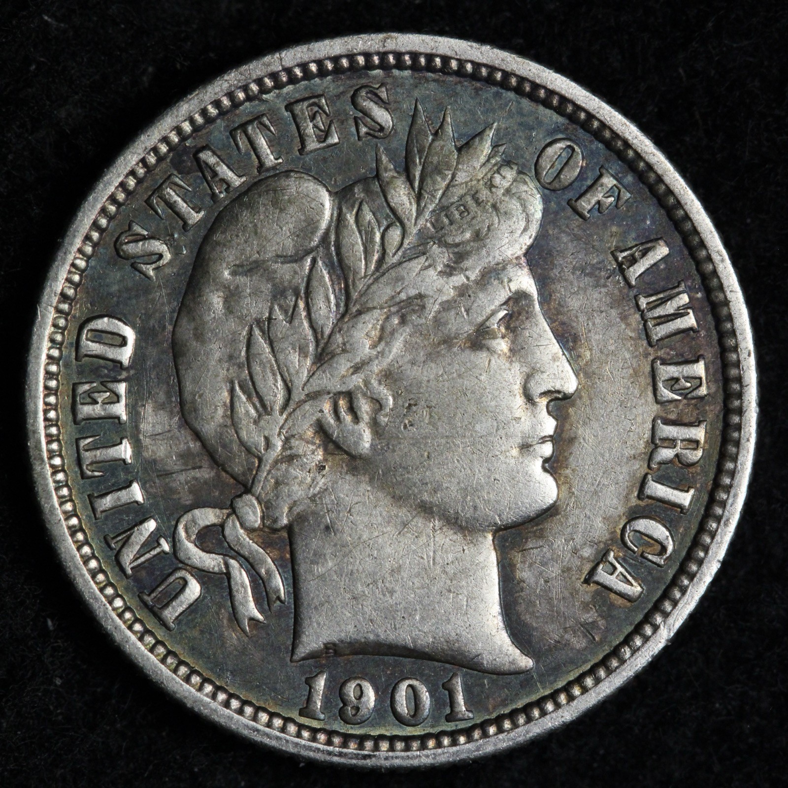 1901-O Barber Silver Dime AU+ E290 XJM