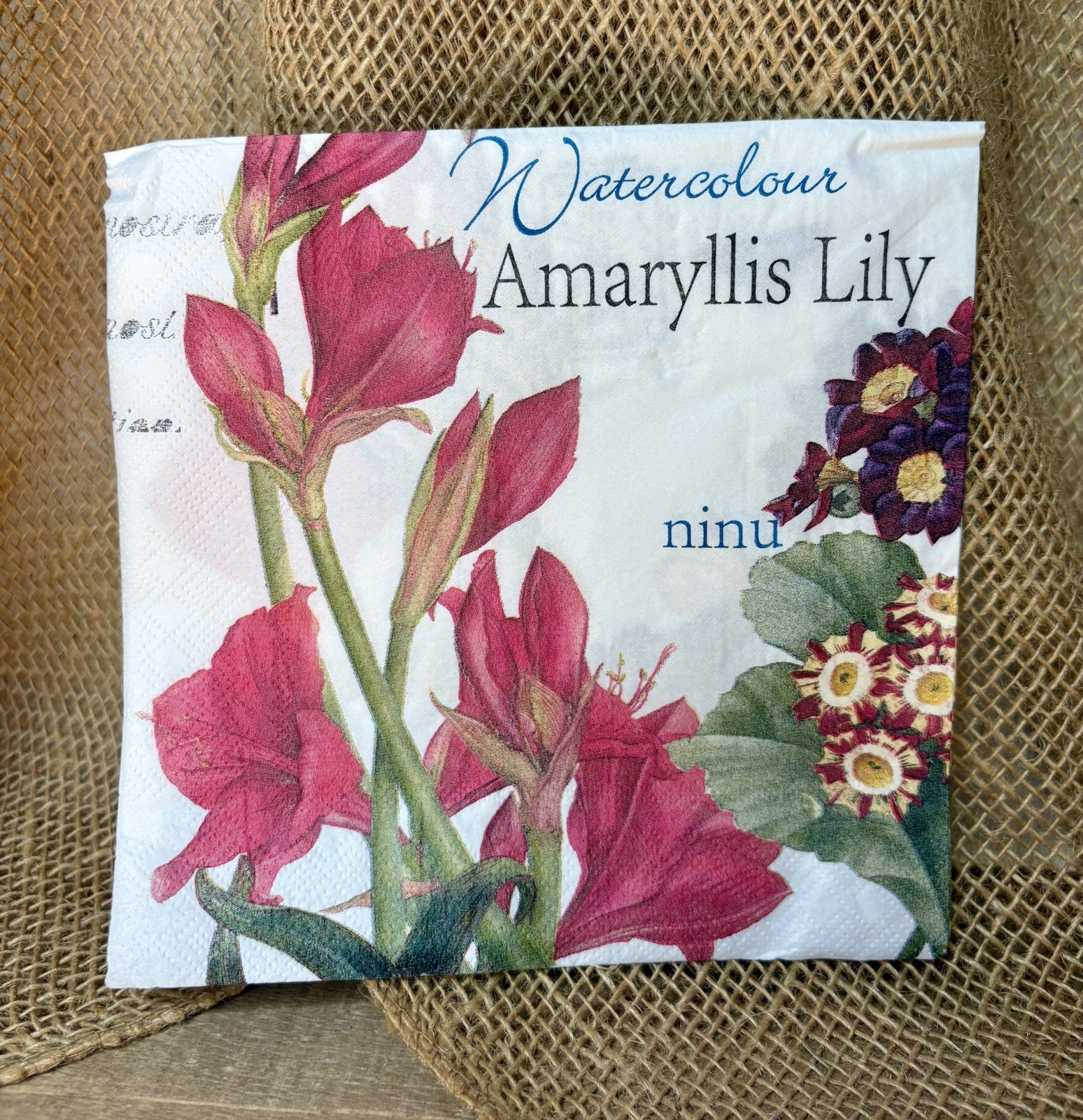 L-084 Amaryllis pink lily, crafting napkins, napkins for decoupage, paper crafts