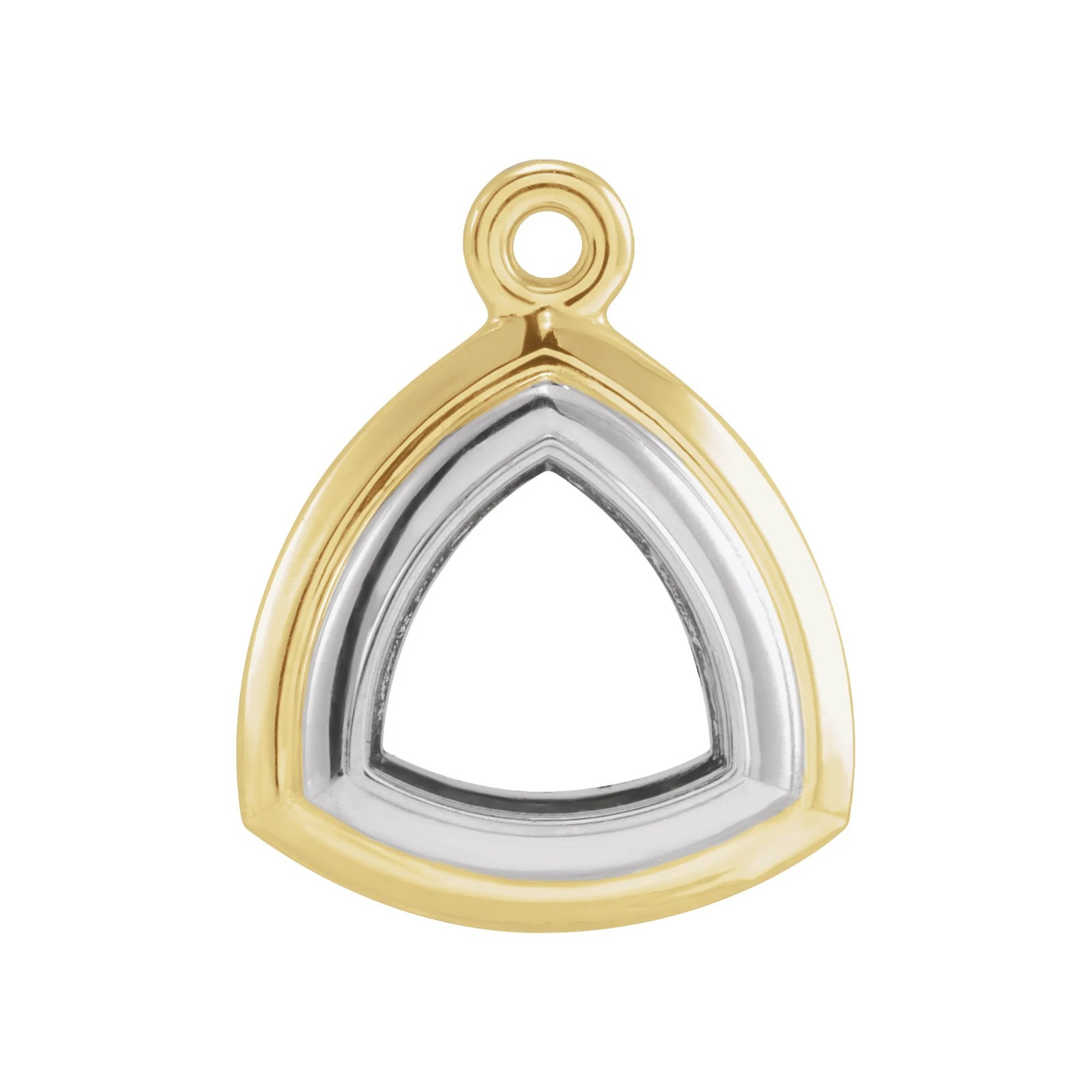 14K Yellow/White Gold Trillion Stone Bezel-Set Dangle