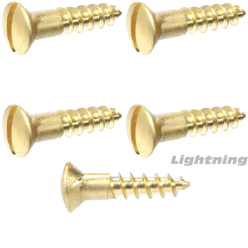 #5 x 1/2" Solid Brass Wood Screws Oval Head Slotted Drive Quantity 100
