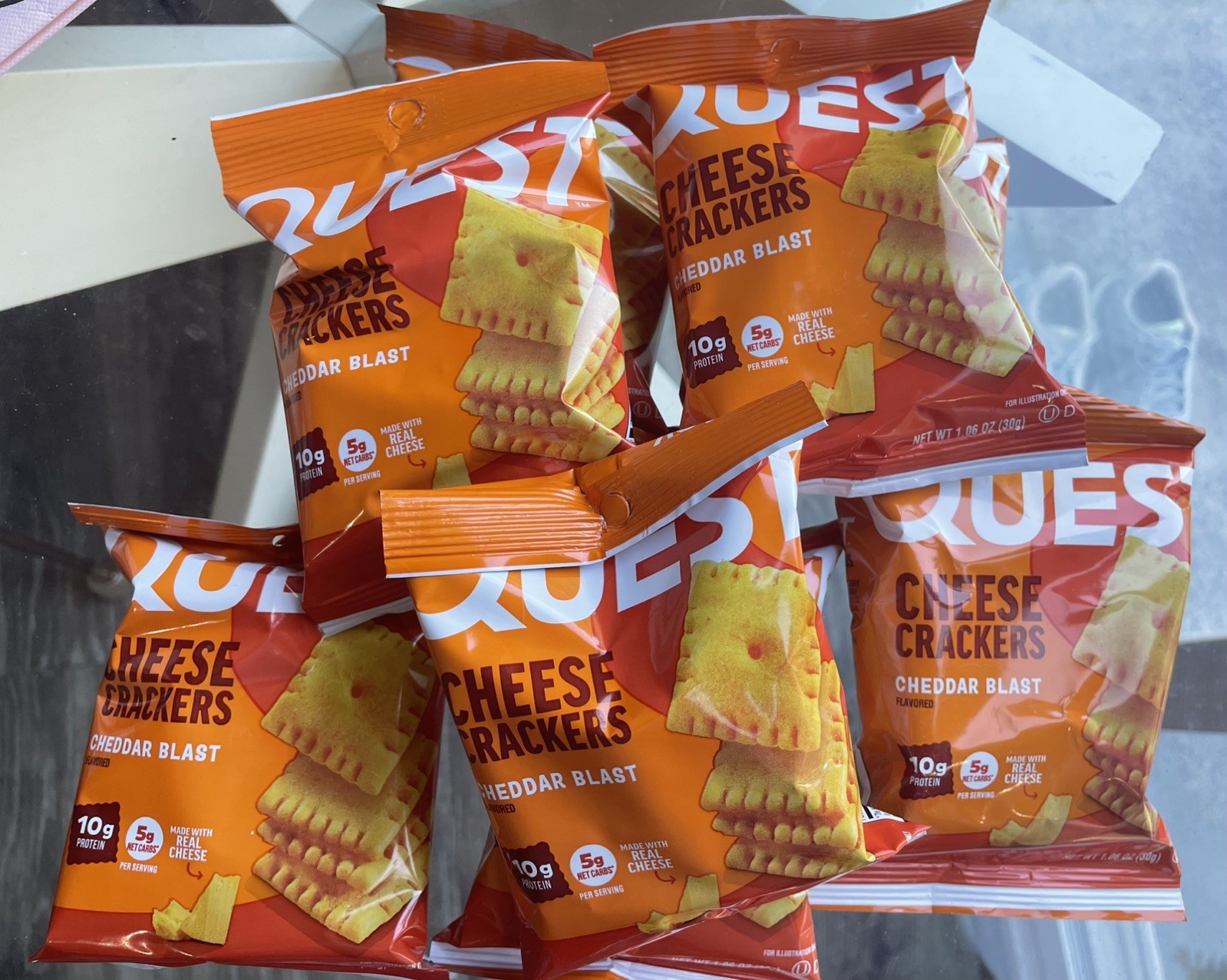 Quest Cheddar Crackers – 10g Protein Made with Real Cheese  8 bags