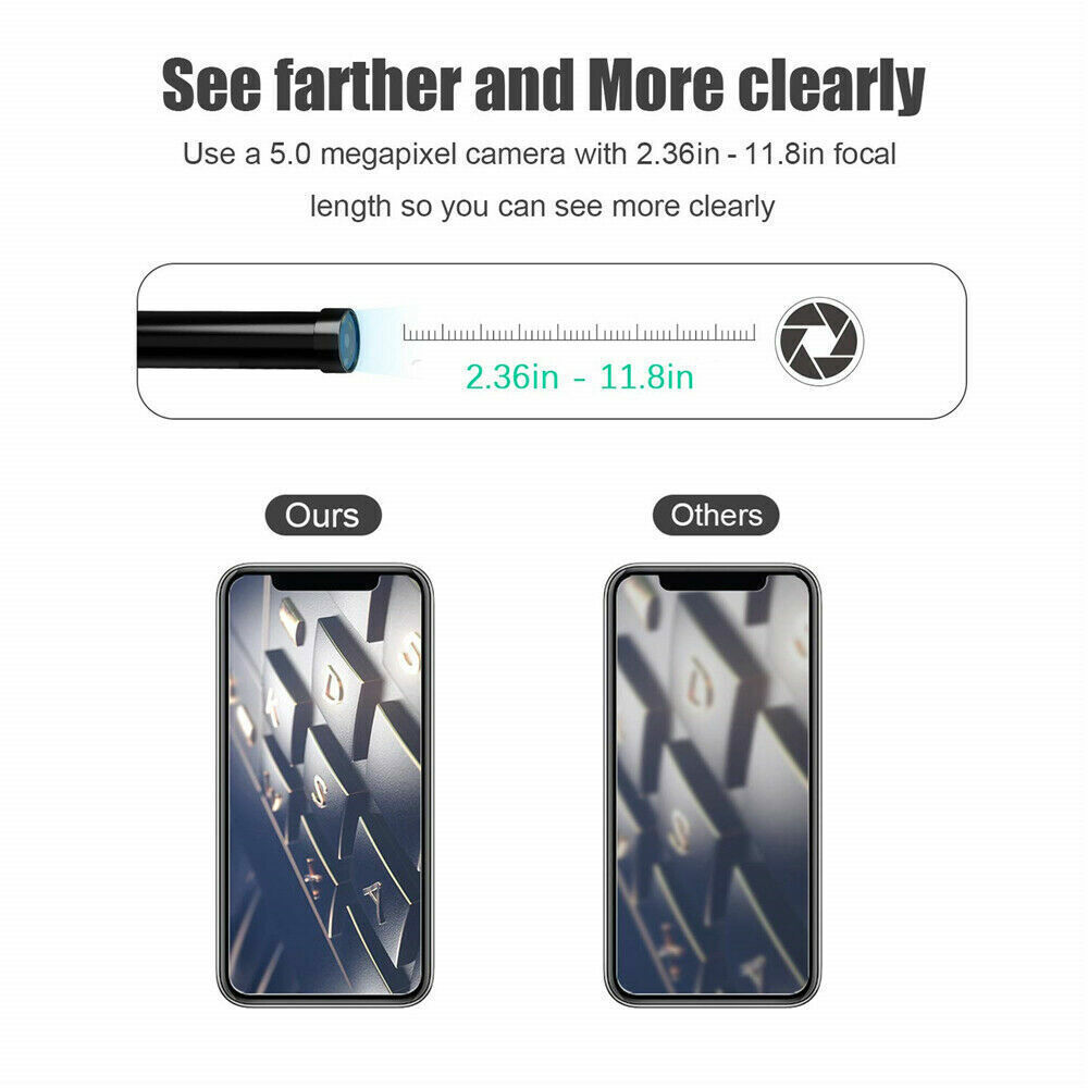 6LED USB Snake Endoscope Borescope HD Inspection Camera Scope 5M 8.5mm WiFi