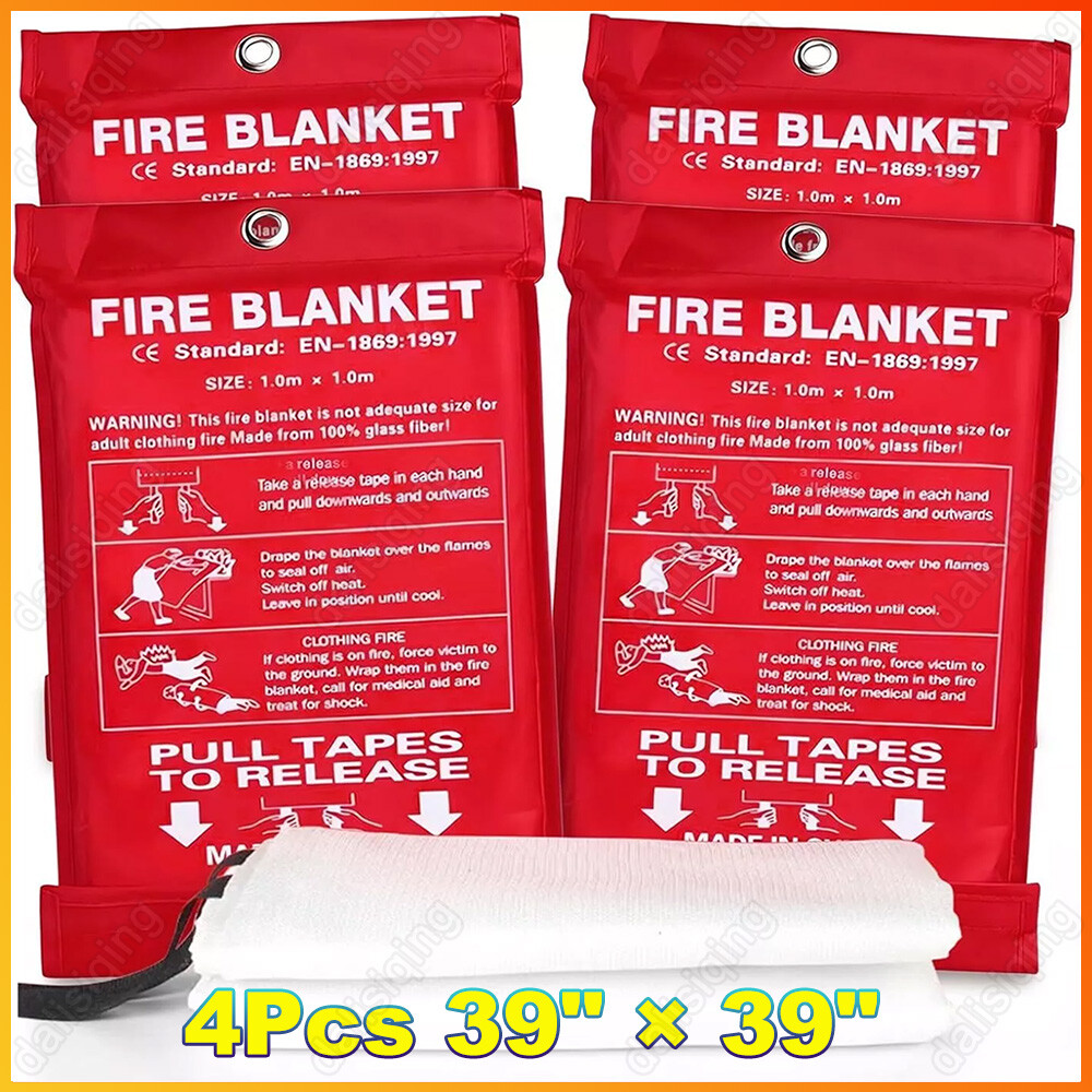 Large Fire Blanket Fireproof For Home Kitchen Office Caravan Emergency Safety US