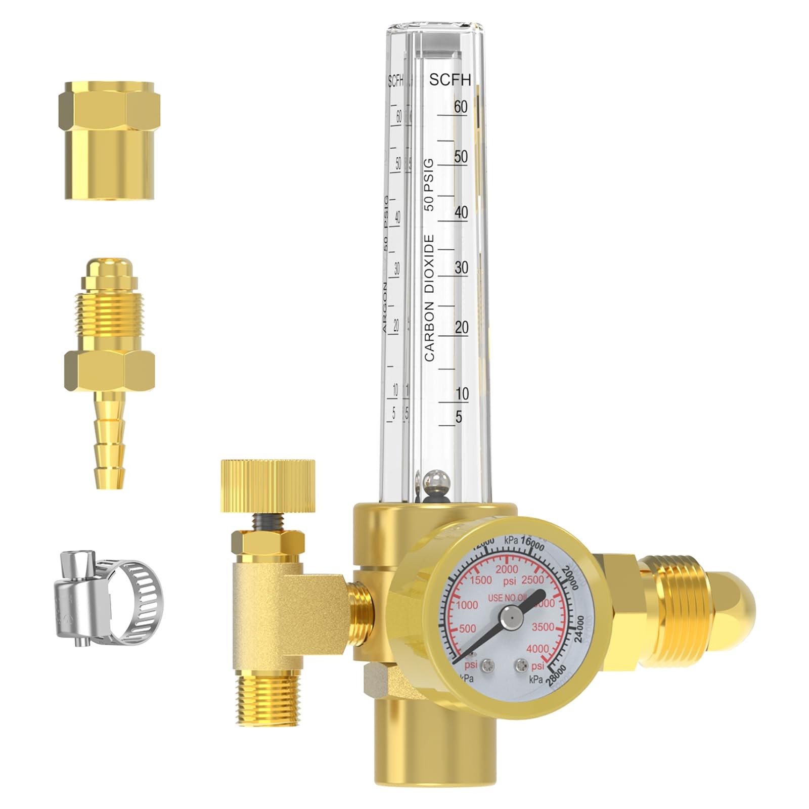YESWELDER Welding Gas Regulator Flow Meter, Leak-Proof Argon CO2 Pressure...
