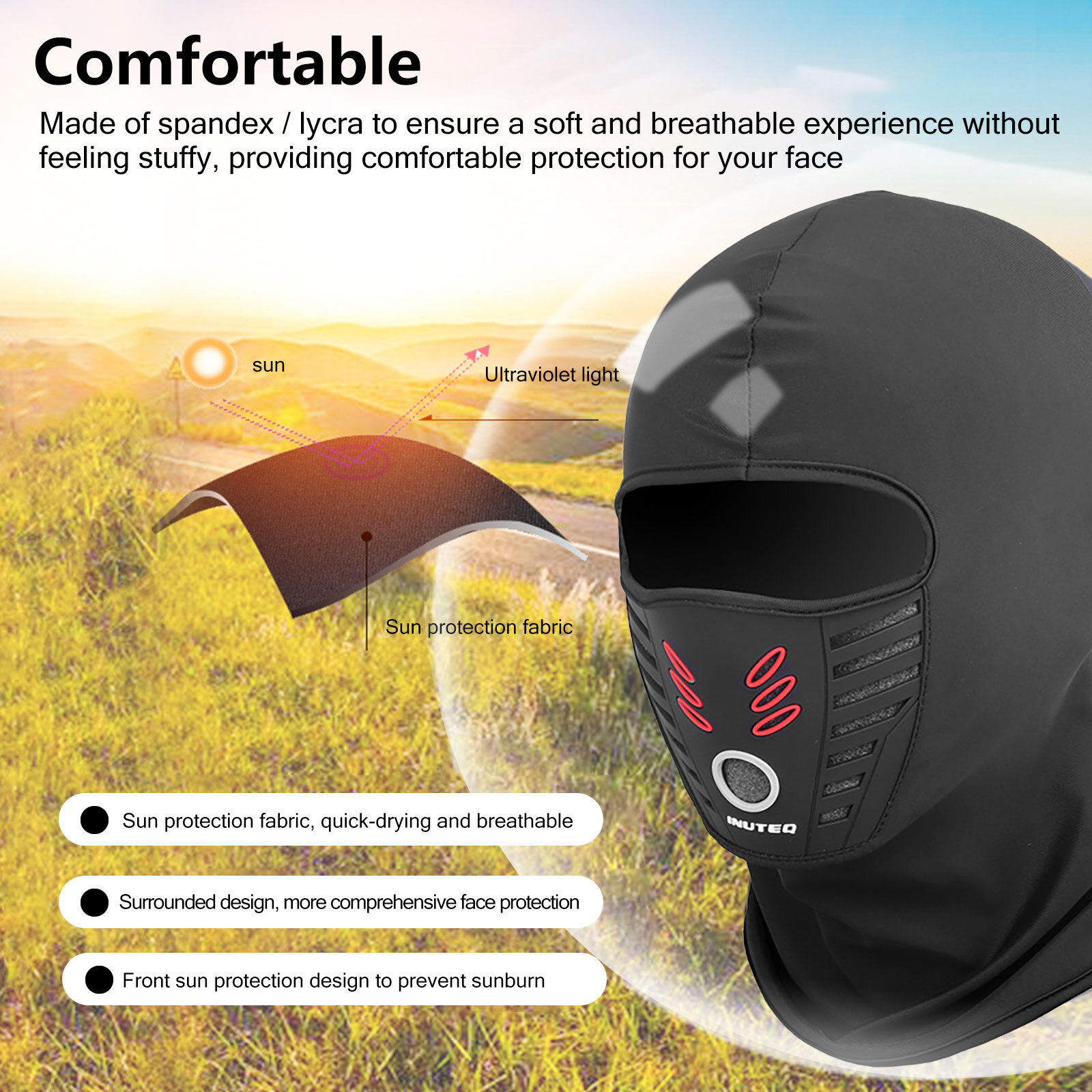 Outdoor Stretch Full Face Mask Summer Windproof Fleece Ski Bicycle Ninja Hood US