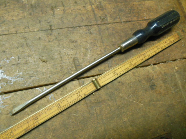 vintage Stanley #66-456 wood handle gunsmith screwdriver 3/16" slotted old tool