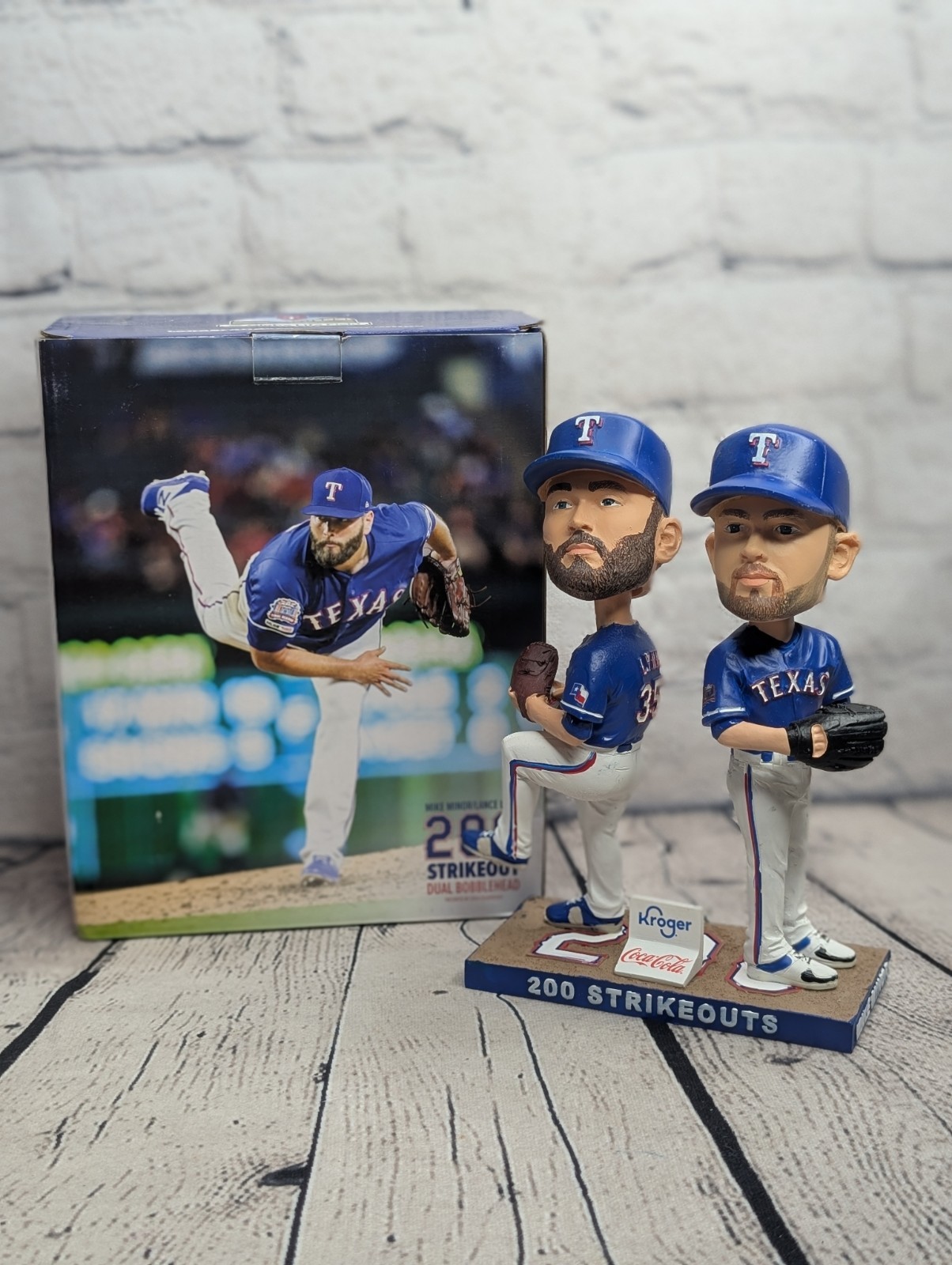 NIB Texas Rangers Baseball Mike Minor Lance Lynn 200 Strikeout Dual Bobblehead