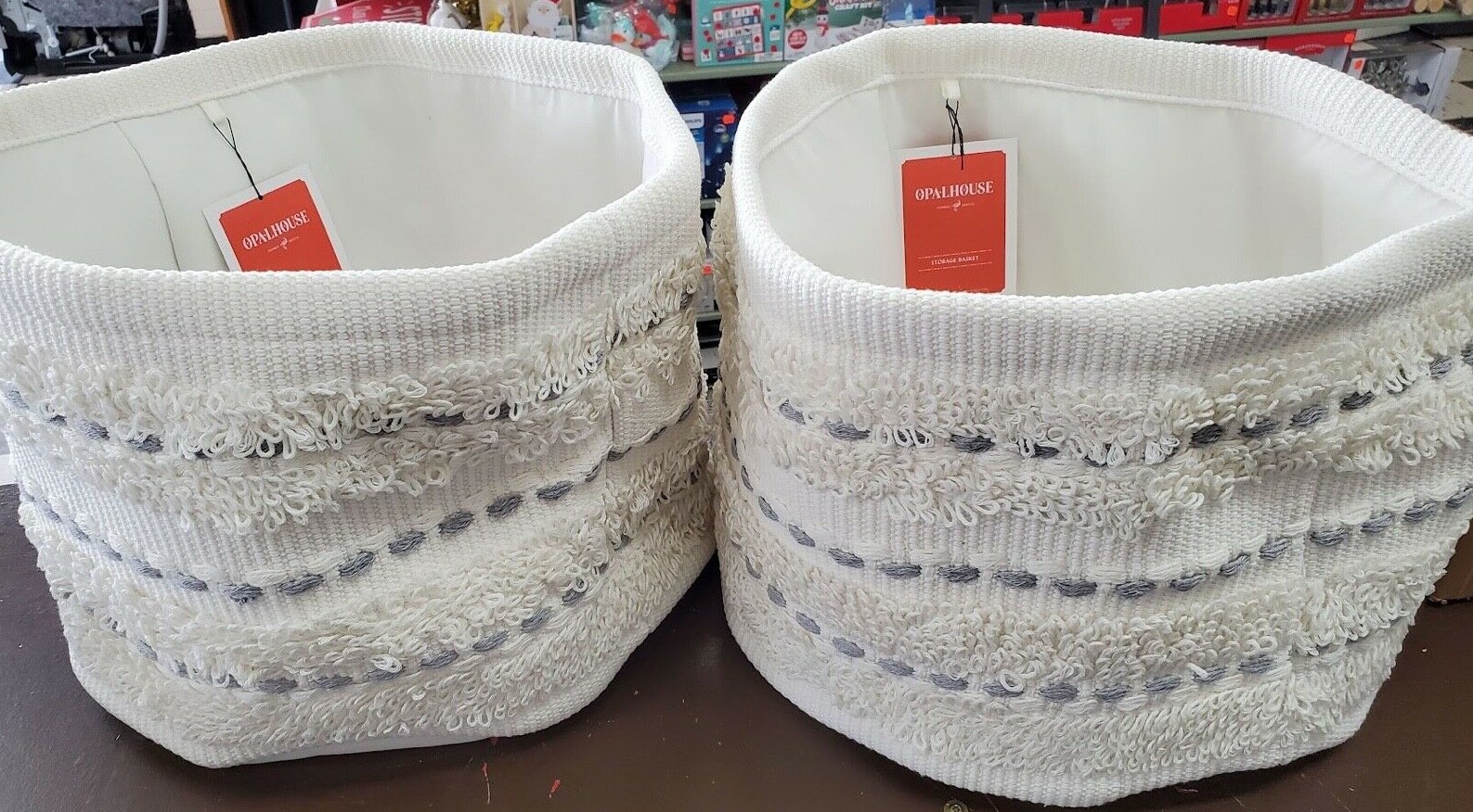 Soft Rug Basket With Detail White - Opalhouse™ Lot of 2