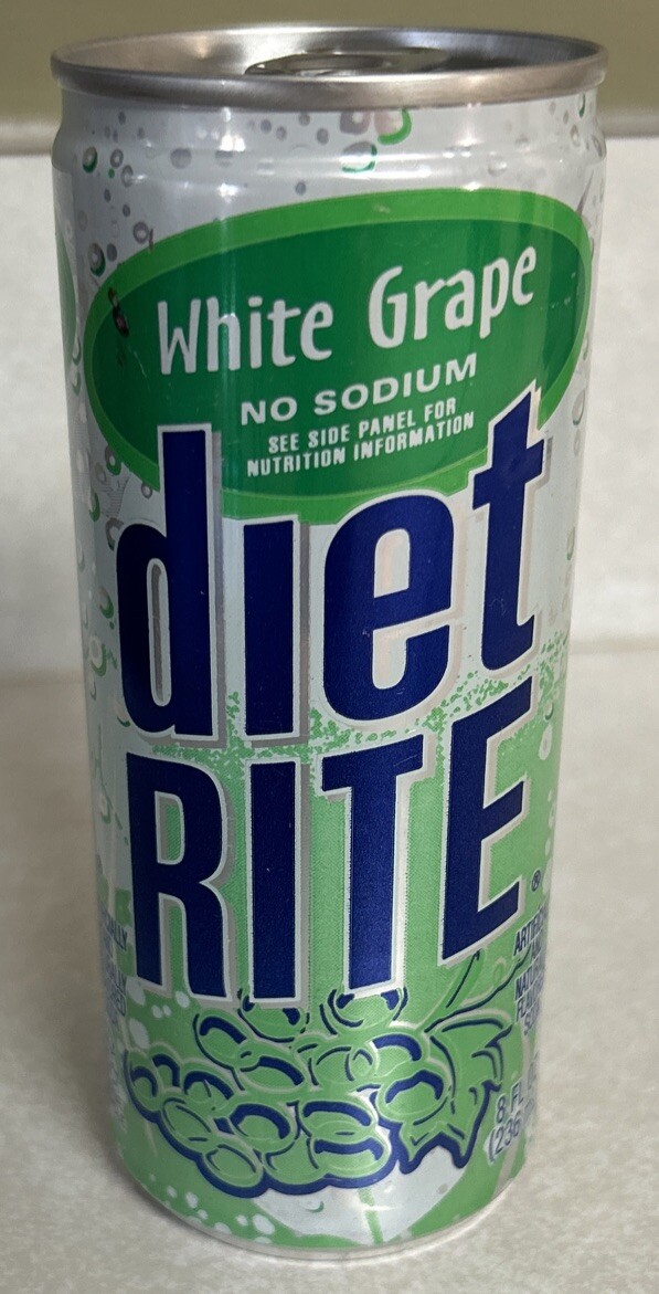 Vintage White Grape DIET RITE 8oz. Empty Pull Tab Aluminum Can
