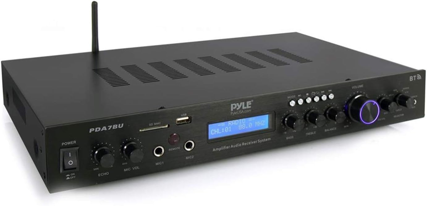 Pyle 5 Channel Wireless Bluetooth Power Amplifier 200W Stereo Speaker Receiver