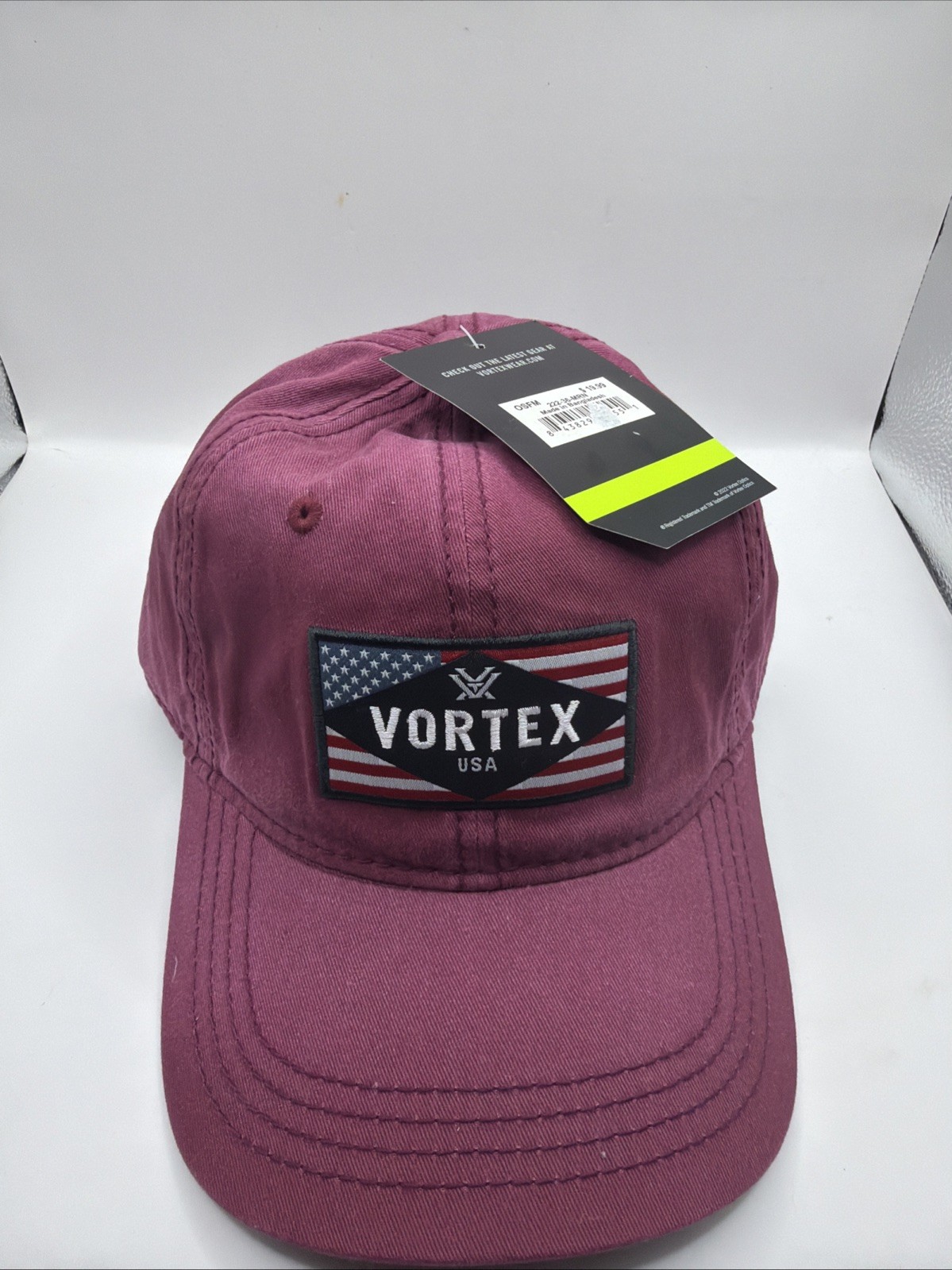 Vortex Optics Rank and File Twill Caps Buckle Closure USA Flag - Maroon - OSFM