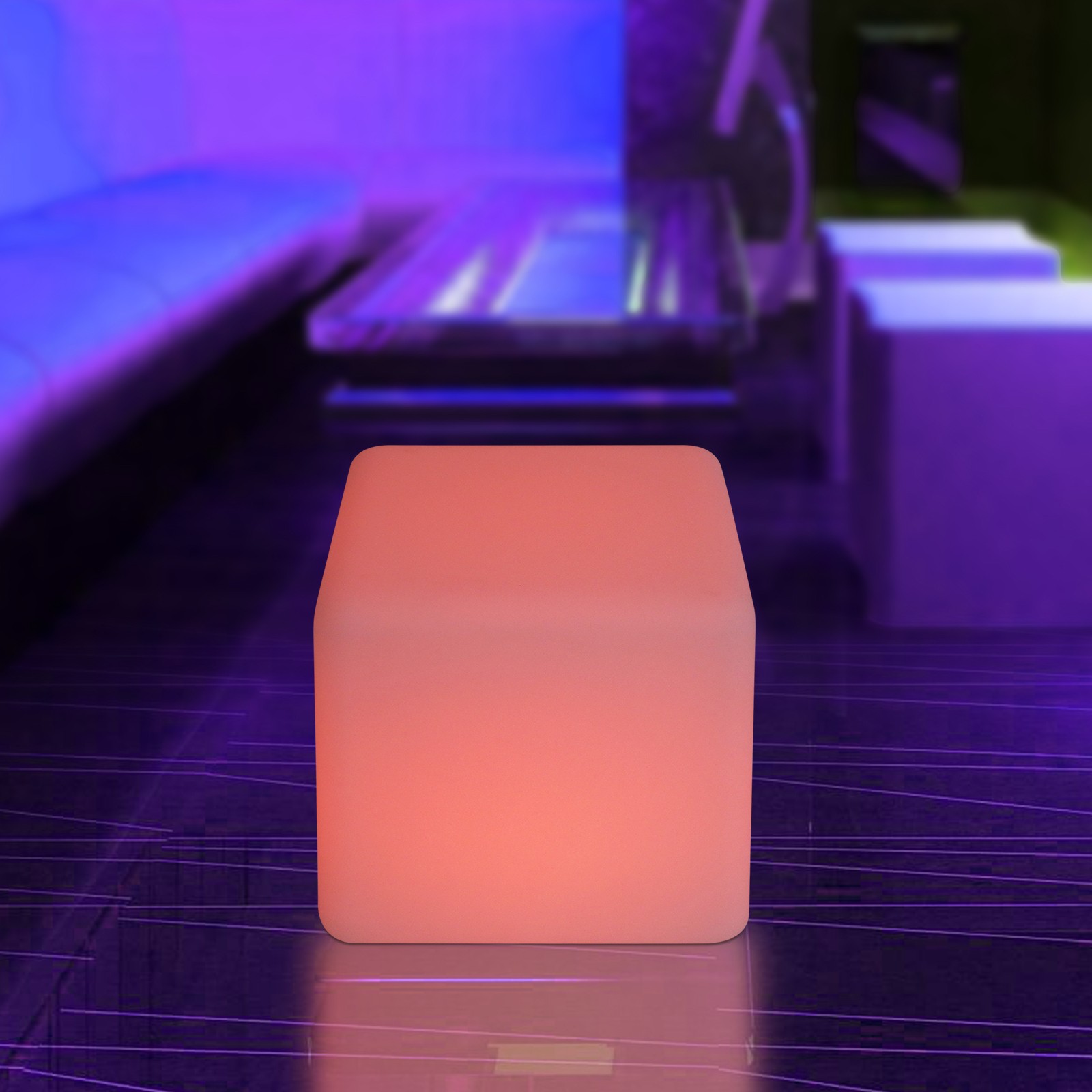 16 RGB Colors Rechargeable 12 inch LED Light Cube Stools Chair W/Remote Control