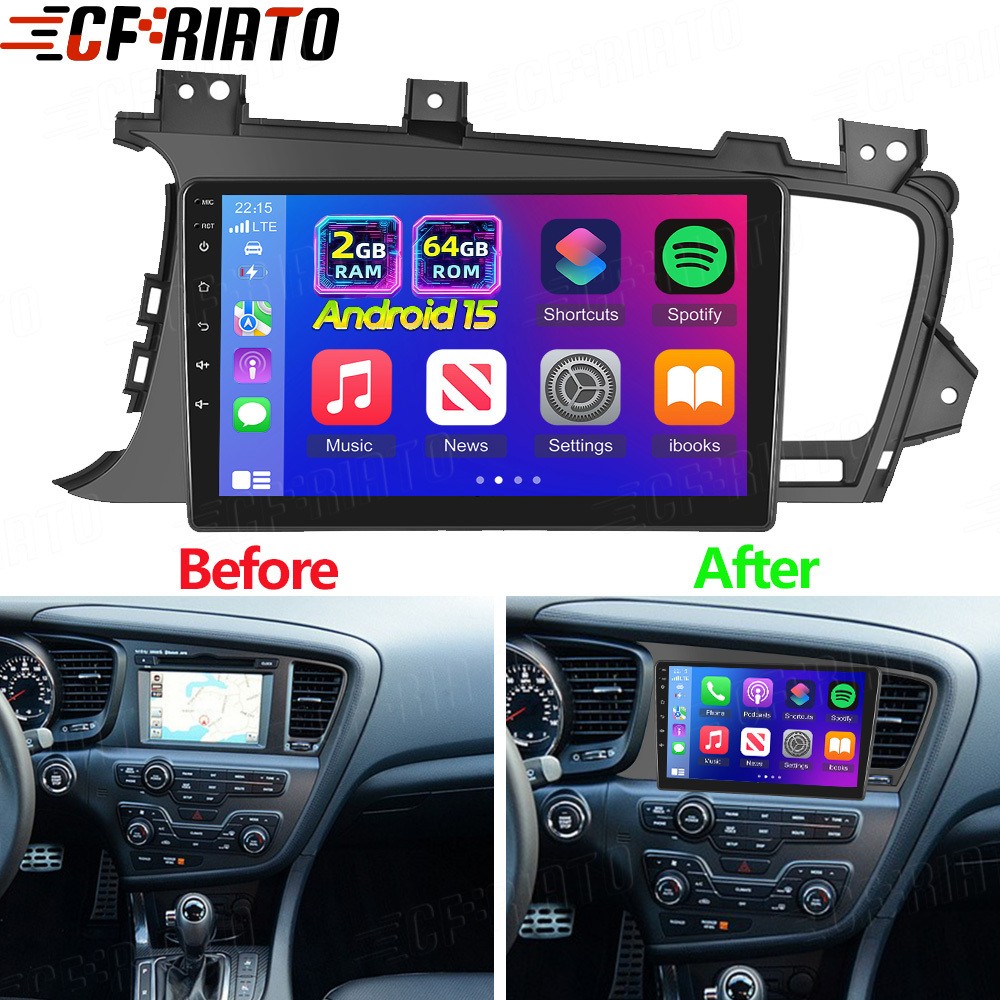 For 2011-2013 Kia Optima Apple Carplay Android 15 Car Radio Stereo GPS Navi 64G