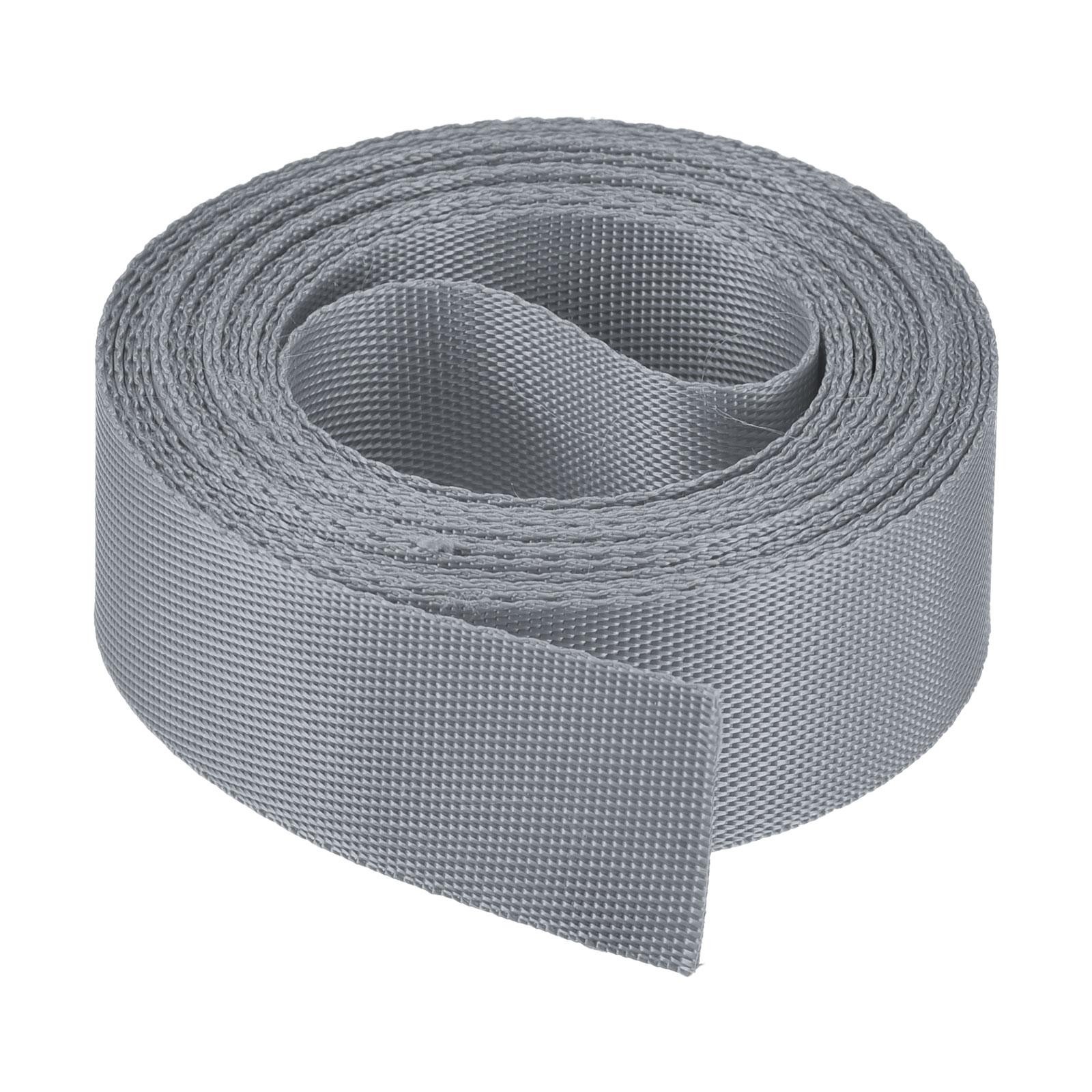 Flat Nylon Webbing Strap 1 Inch 4 Yards Gray for Backpack, Luggage-rack