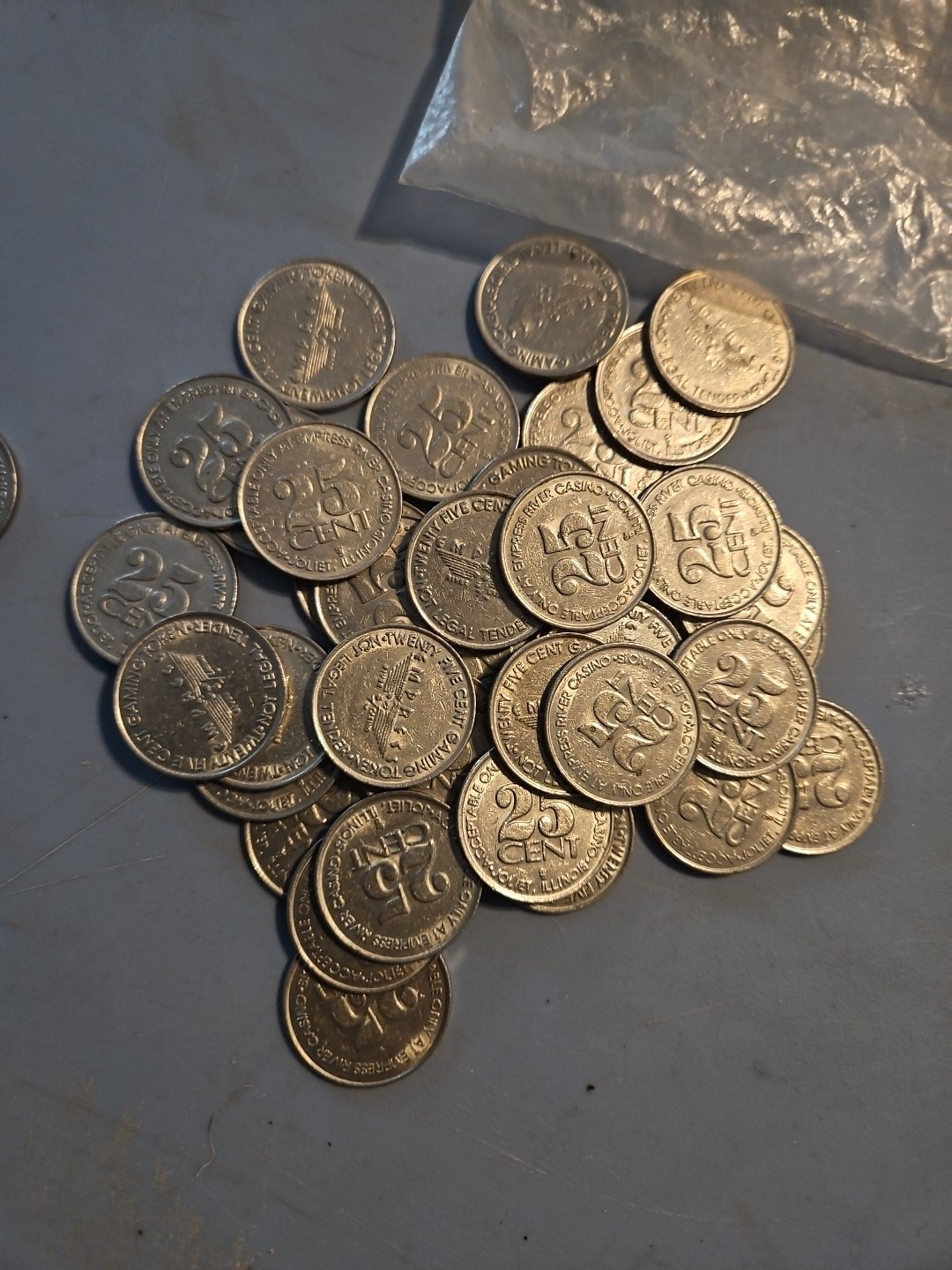 Joliet ILL Express River Casino 25c Tokens, Total 39 Coins