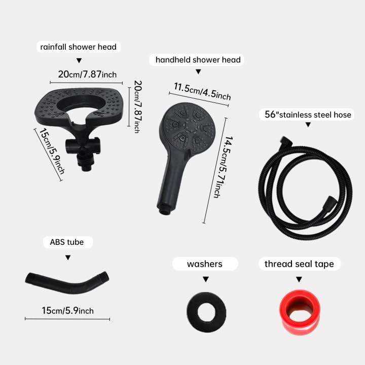 Botare Black Shower Head Handheld Spray Combo 59" Hose 9 Spray Modes