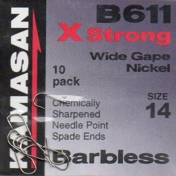 Kamasan B611 Barbless Spade End Hooks Size 10-20 (see full description below)