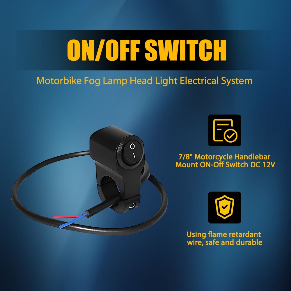 Motorcycle Handlebar 7/8" On Off Switch ATV Headlight Fog Spot Light Waterproof