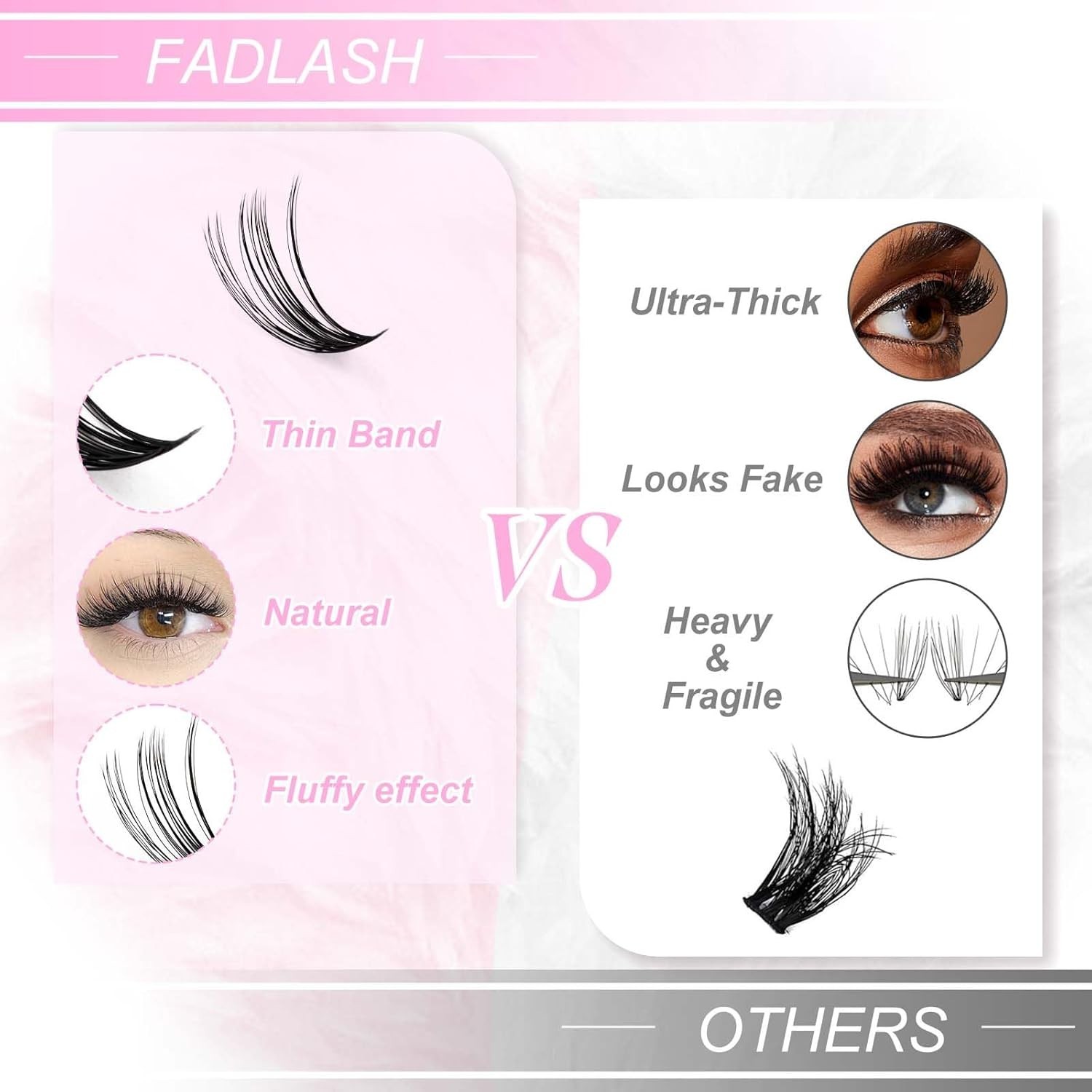 Individual D Curl Eyelash Clusters - Easy Home Application for Stunning Eyes