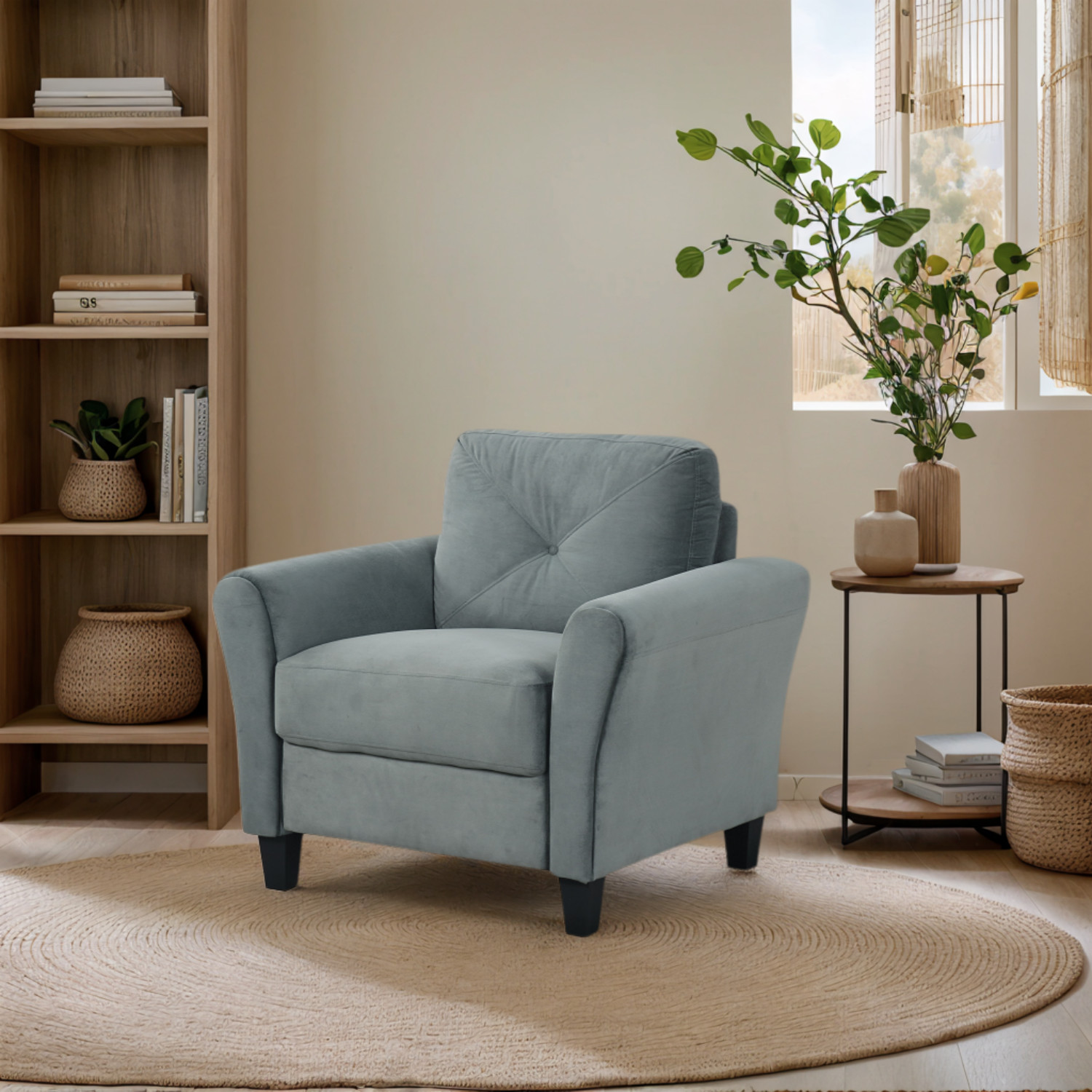 Accent Chair Single Sofa Upholstered Armchair Chair for Living Room Gray/Black