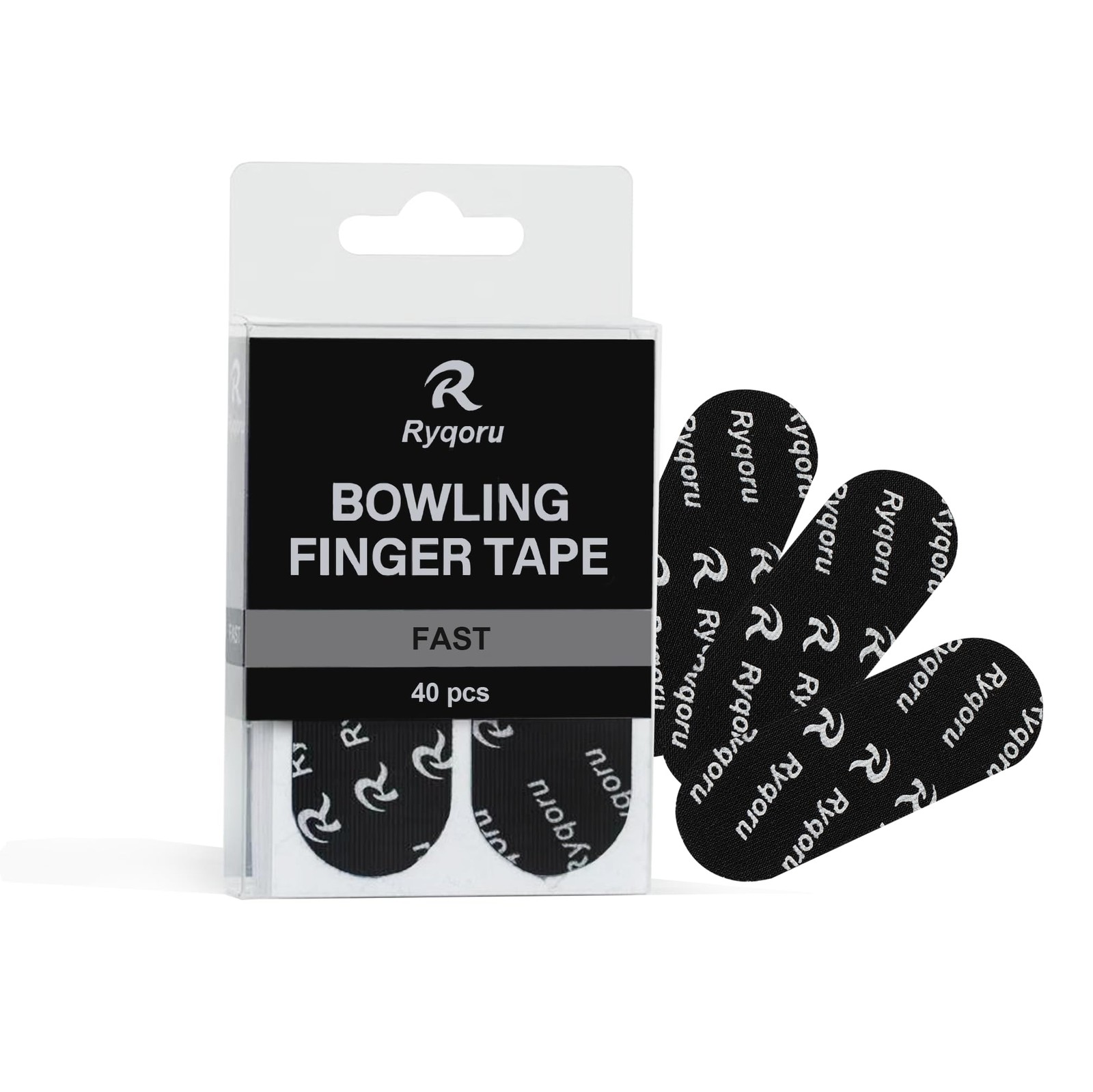 Ryqoru 40 PCS Bowling Thumb Tape, Finger Strips, Fast Release Insert Black