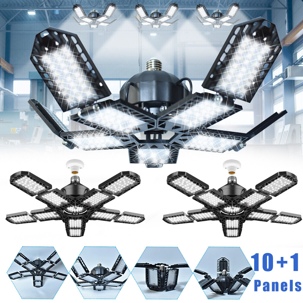 9000000LM LED Garage Light Super Bright Work Shop Ceiling Lights Deformable Bulb