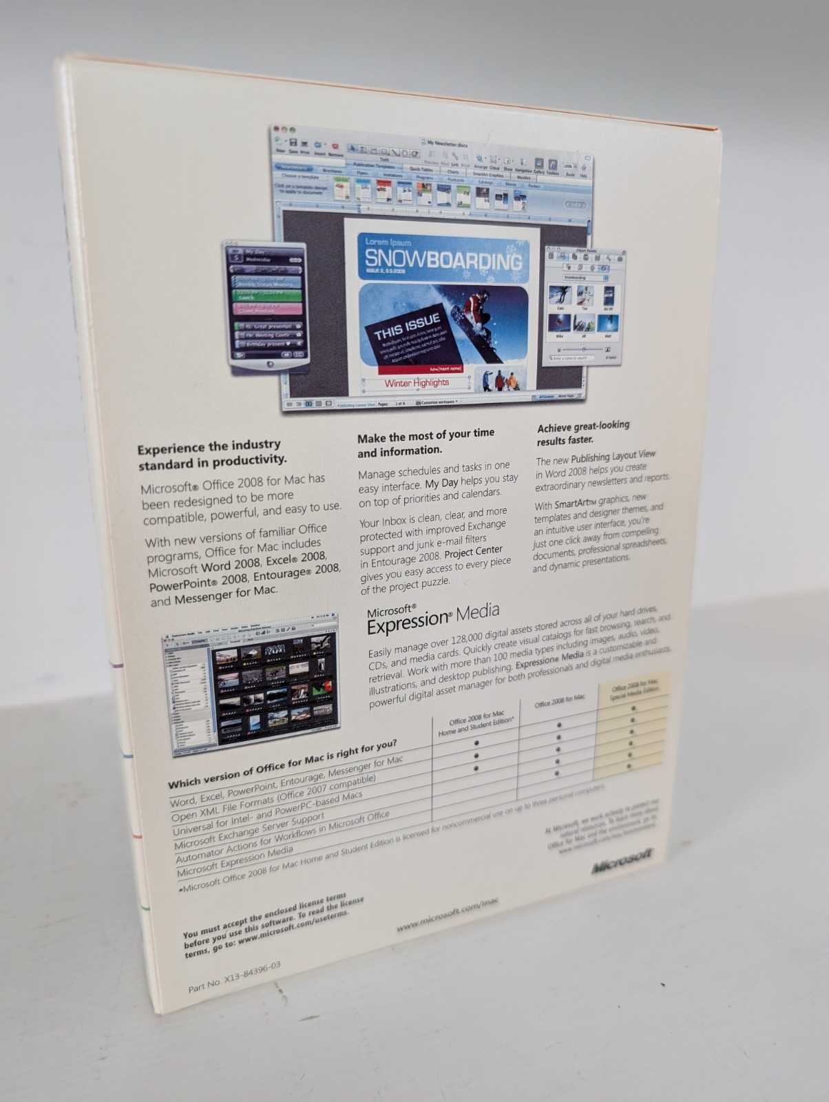 MICROSOFT OFFICE MAC 2008 WITH EXPRESSION MEDIA IN BOX + 2004 Office Student Ed