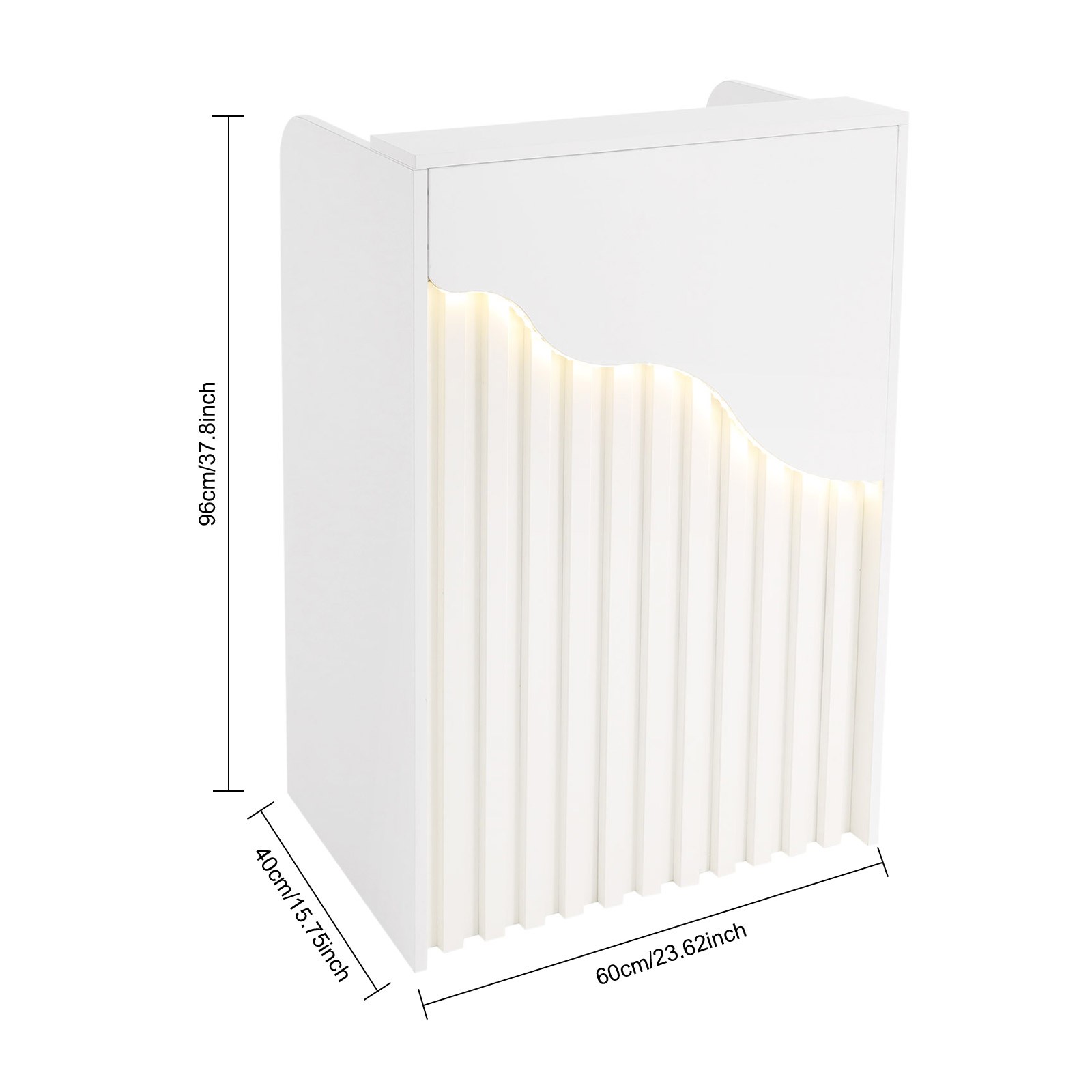 Melamine Reception Desk LED Light Front Counter Checkout Desk with Storage