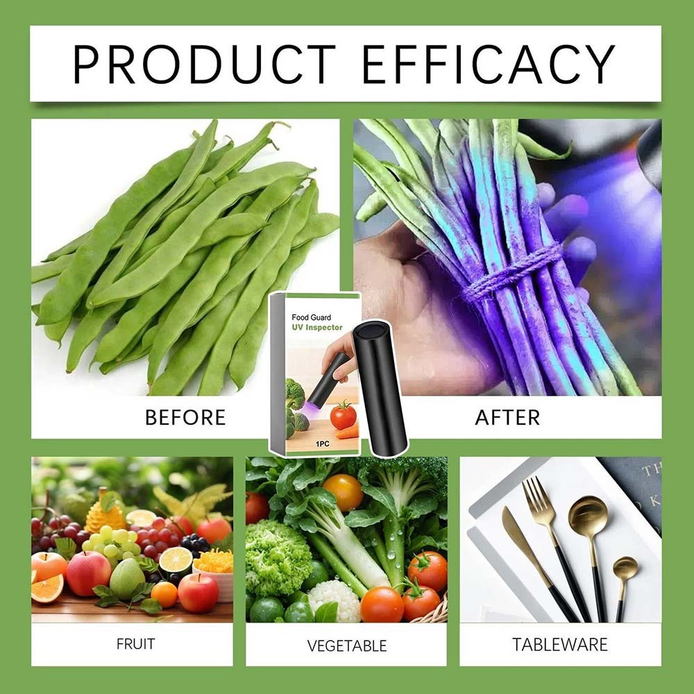 Portable UV Black Light Flashlight Vegetables Detector Inspection Tool