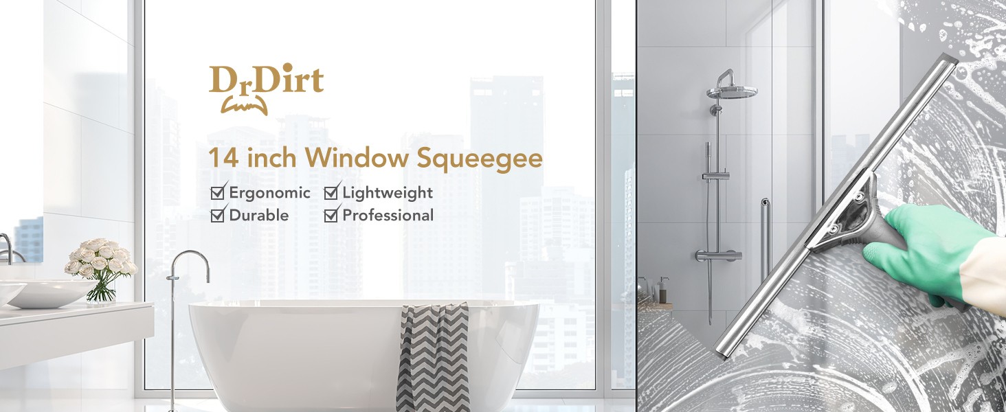 Window Squeegee for Home | 14-Inch Squeegee for Window Cleaning with Ergonomic