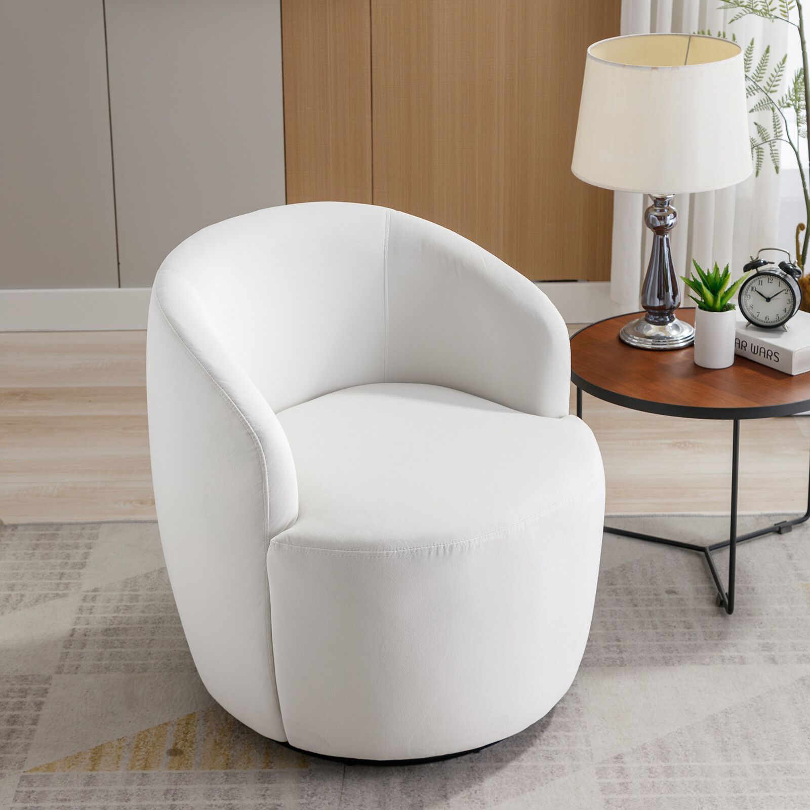 Swivel Barrel Chair Comfy Round Accent Sofa Chair Velvet Fabric for Living Room