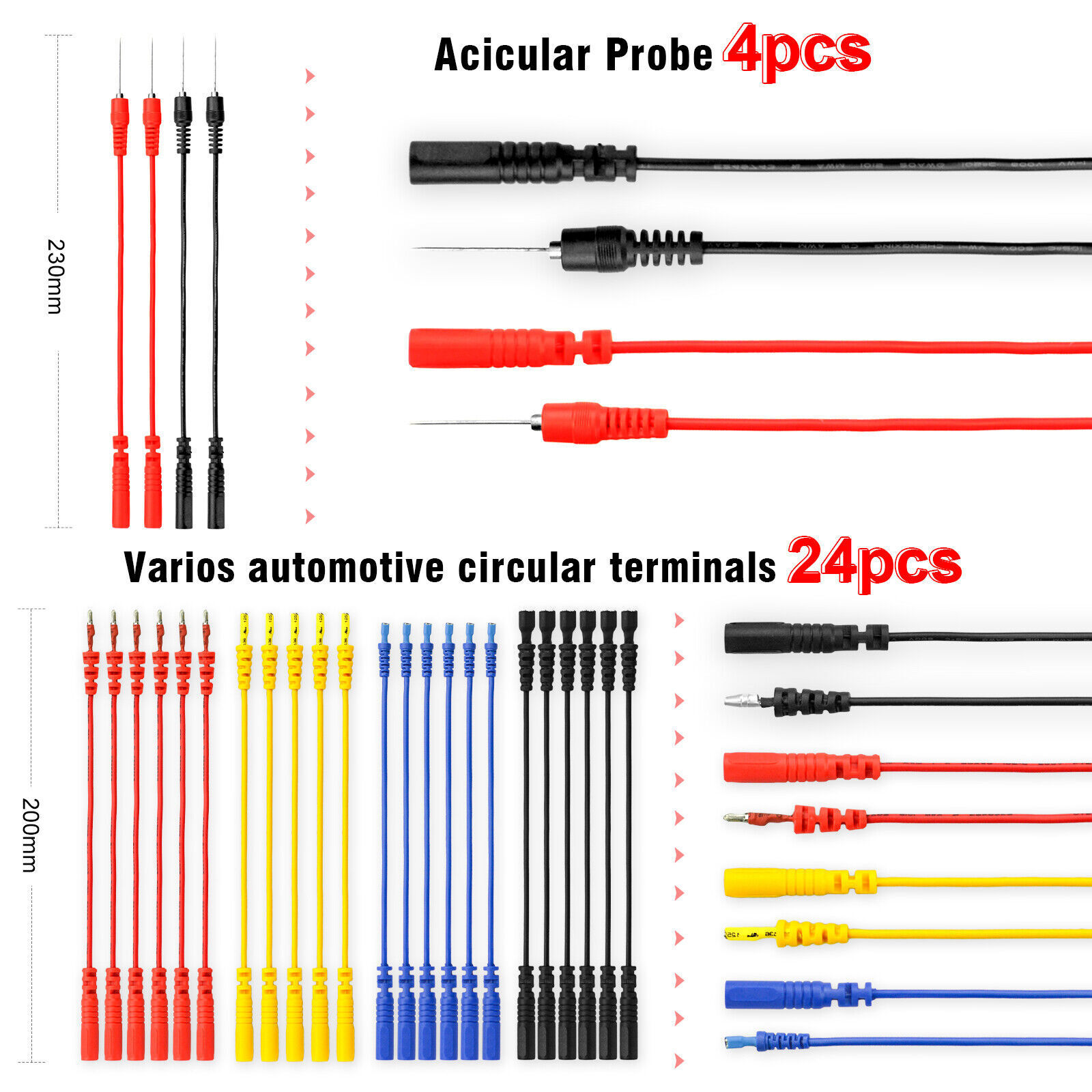 92PCS Automotive Multimeter Test Lead Kit Wire-Piercing Clip Test Probe Wire Set
