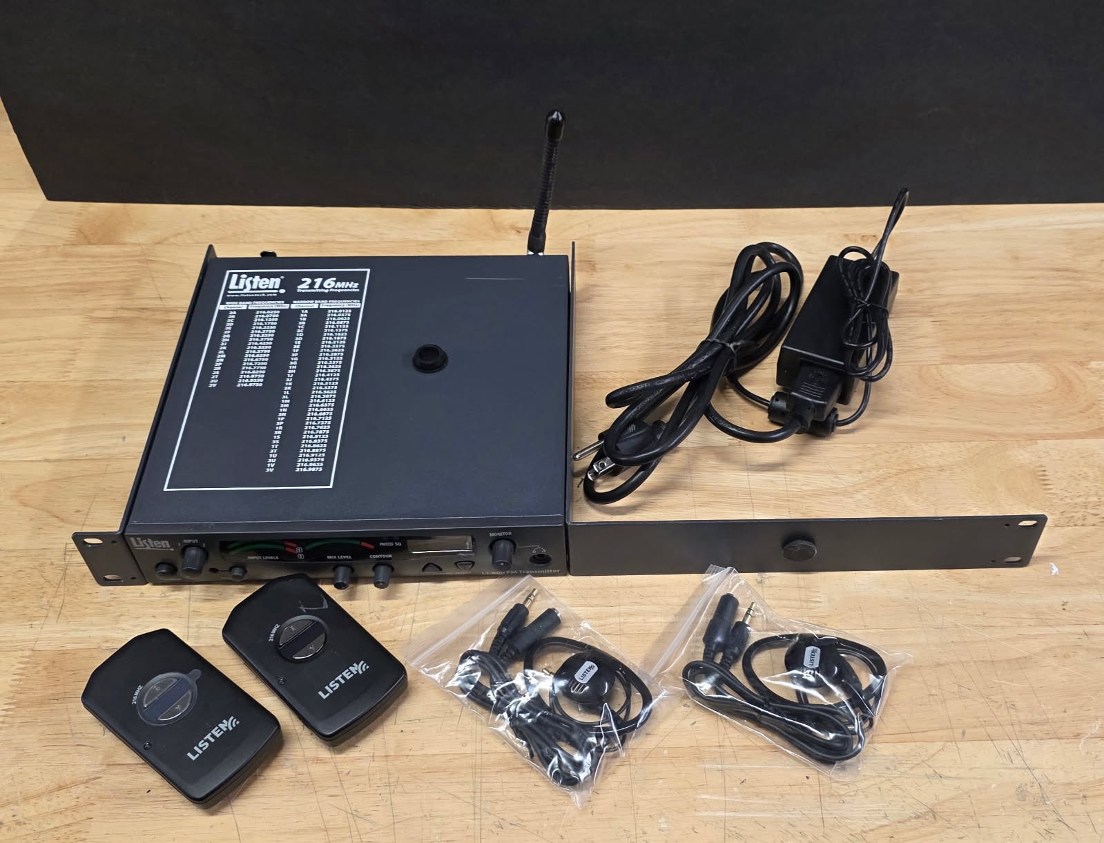 Listen Technologies LT800-216 Stationary RF Transmitter, 216MHz w/ belt packs x2