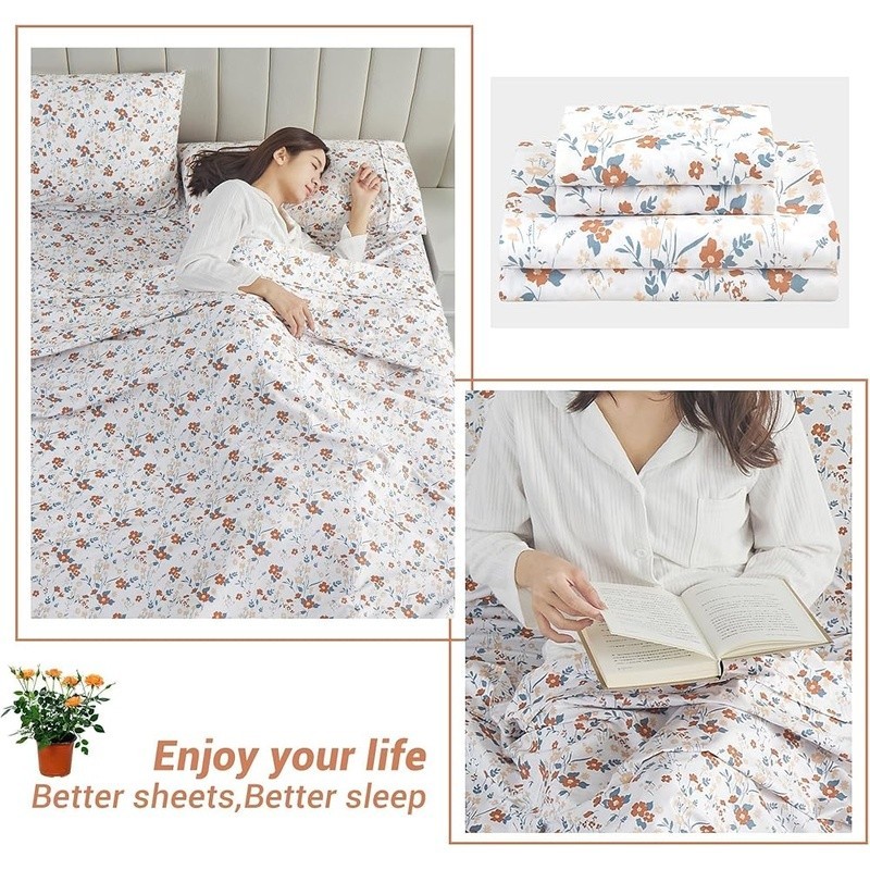 Floral Microfiber Bed Sheet Set Soft Deep Pocket Fitted Durable Pillowcases New