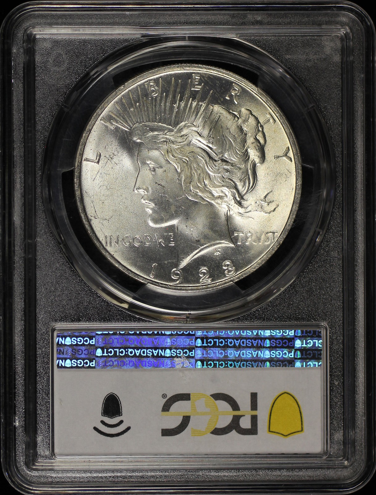 1923 Peace Dollar PCGS MS-64 Mint Error Struck Through Reverse