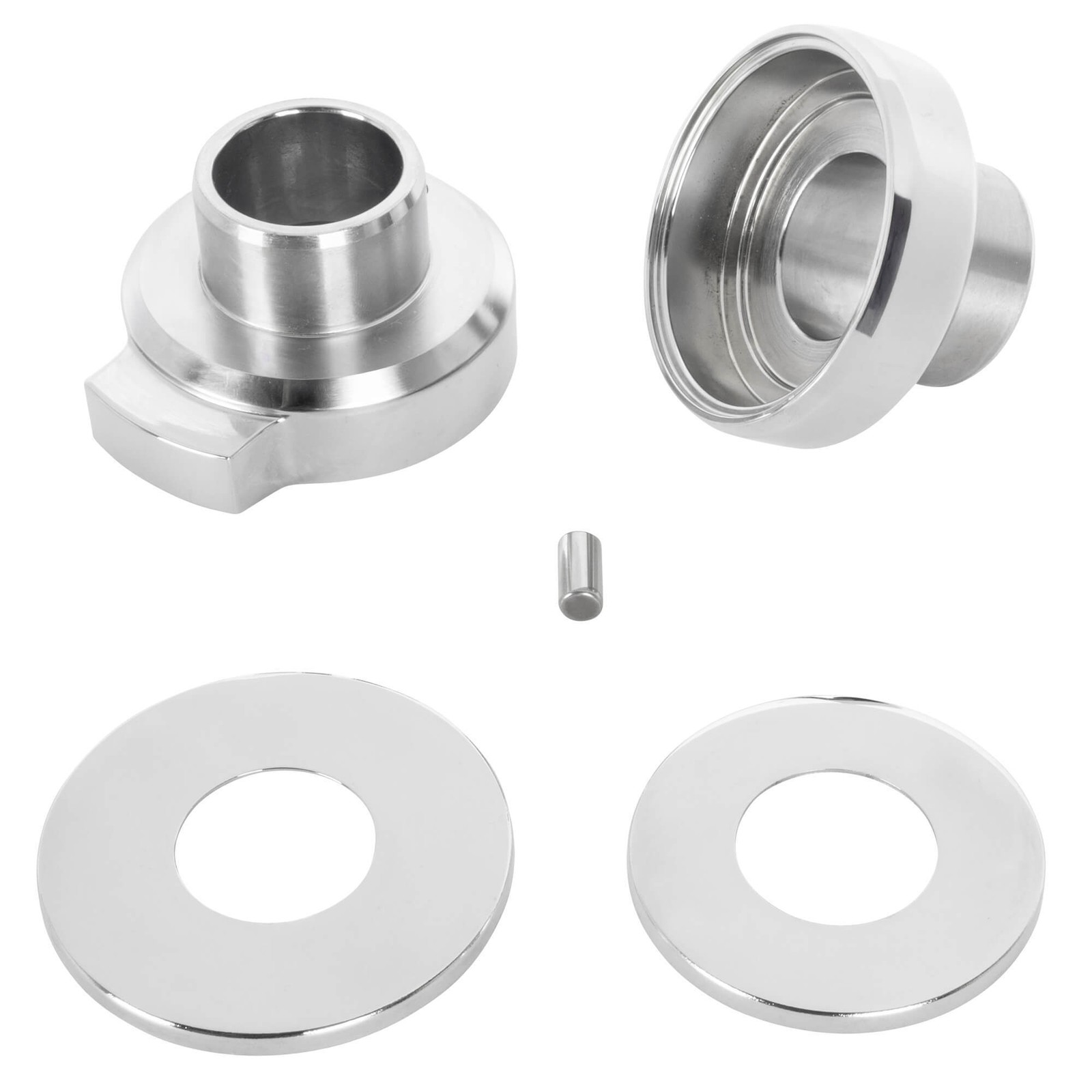 Cycle Standard Chrome Fork Neck Cup Kit with Fork Stops for 1949-1987 Harley-Dav