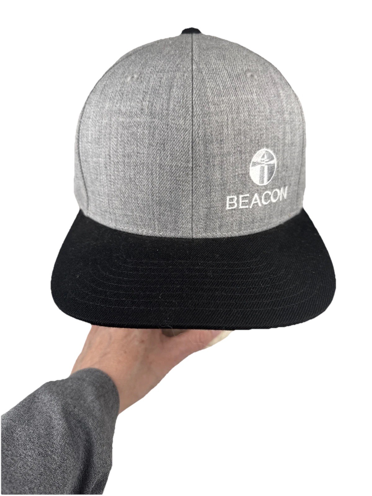 Beacon Make Everyday Safer Gray w Black Bill  Hat Cap Snapback 20% Wool