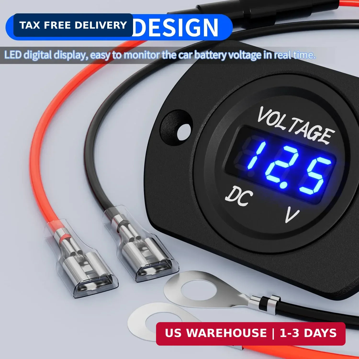 Battery Voltage Meter Waterproof DC 12V 24V LED Voltmeter Panel 12 Volt 24 Volt