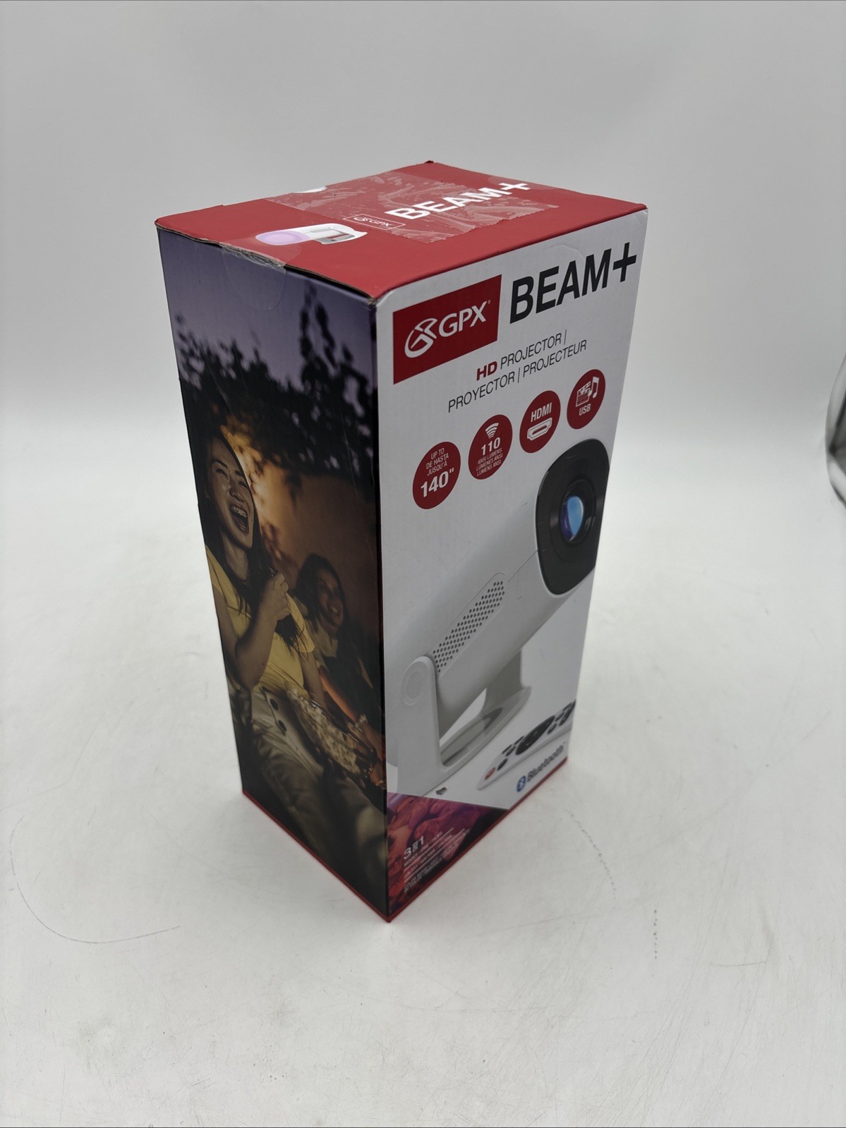 GPX Beam+ HD Projector Bluetooth HDMI USB Up To 140" Open Box