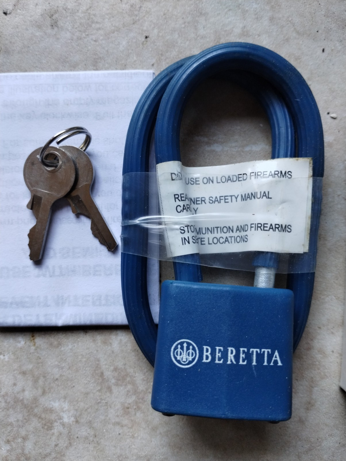 Blue Beretta Gun Lock - Blue With 2 Keys - New